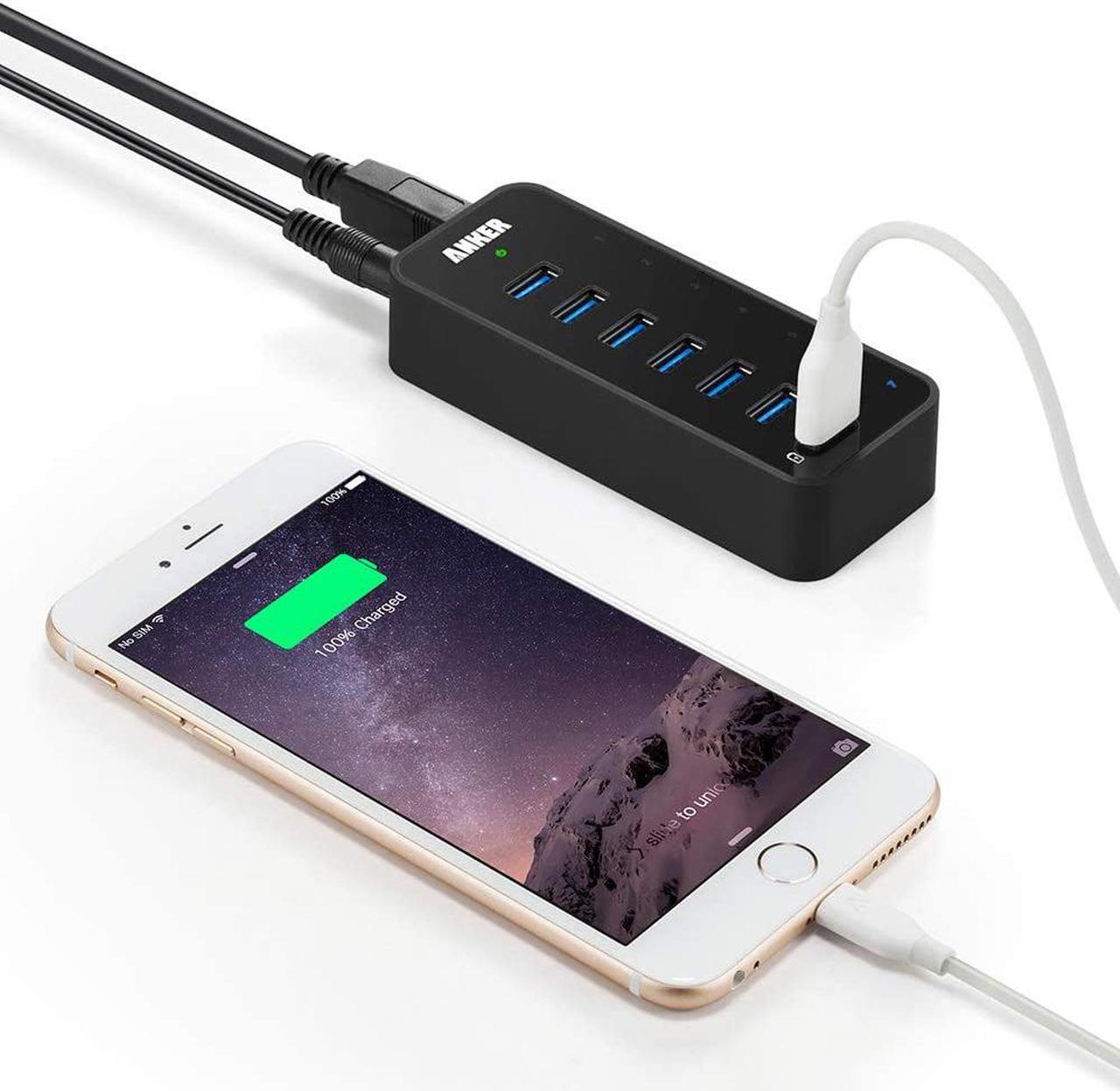 Alt view image 3 of 13 - Anker 7-Port USB 3.0 Data Hub with 36W Power Adapter and BC 1.2 Charging Port for iPhone 7/6s Plus, iPad Air 2, Galaxy S Series, Note Series, Mac, PC, USB Flash Drives and More