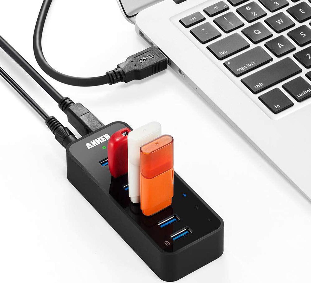 Alt view image 4 of 13 - Anker 7-Port USB 3.0 Data Hub with 36W Power Adapter and BC 1.2 Charging Port for iPhone 7/6s Plus, iPad Air 2, Galaxy S Series, Note Series, Mac, PC, USB Flash Drives and More