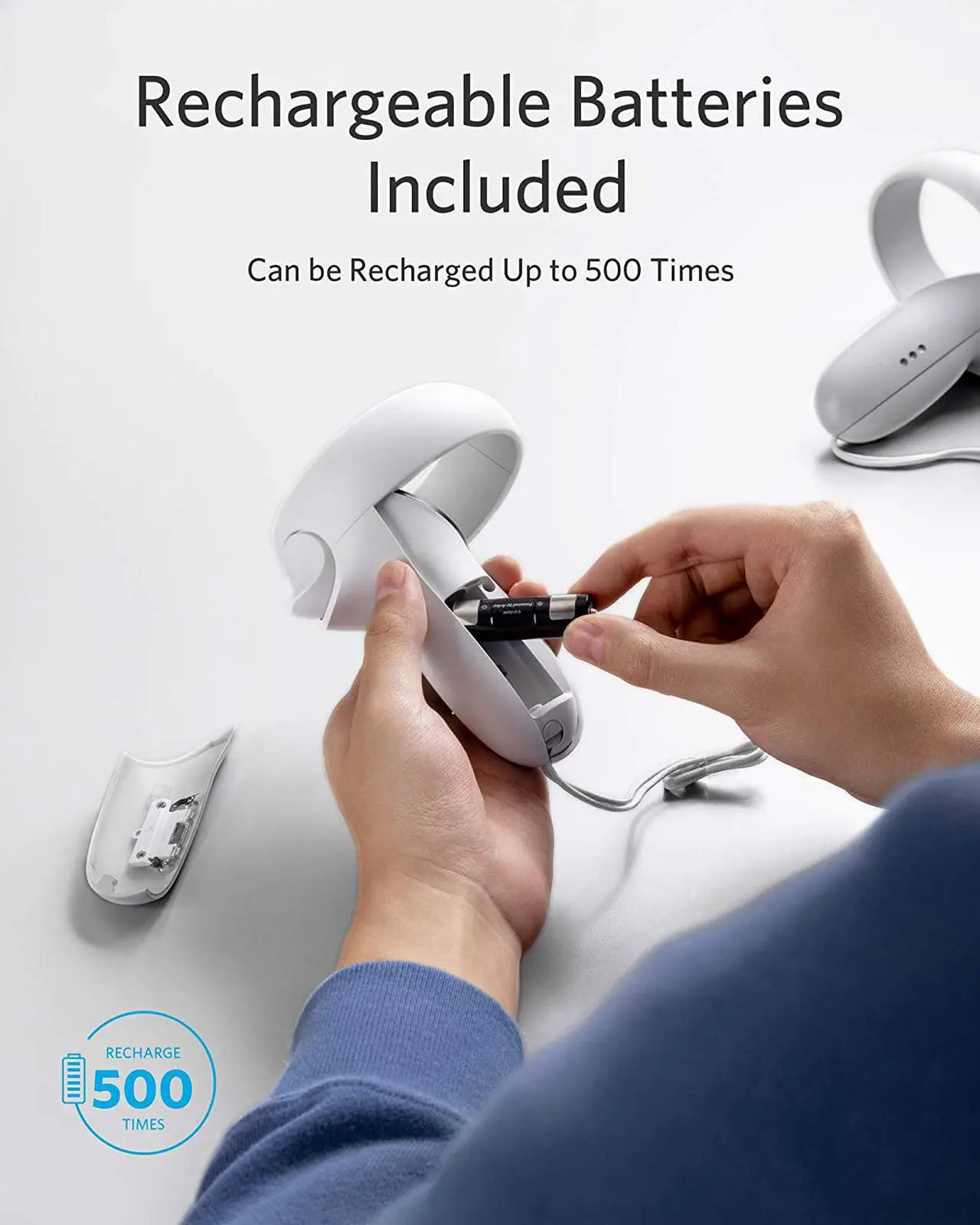 Alt view image 4 of 7 - Anker Charging Dock for Meta Quest 2, Quest 2 Certified Charging Station Stand Set, Headset Display Holder and Controller Mount Station with 2 Rechargeable Batteries, USB-C Charger and Cable