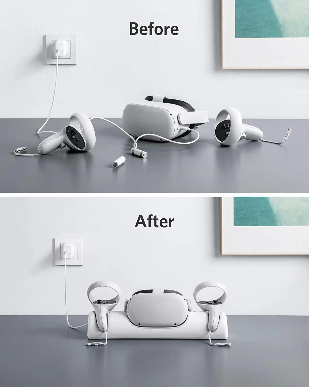 Alt view image 5 of 7 - Anker Charging Dock for Meta Quest 2, Quest 2 Certified Charging Station Stand Set, Headset Display Holder and Controller Mount Station with 2 Rechargeable Batteries, USB-C Charger and Cable