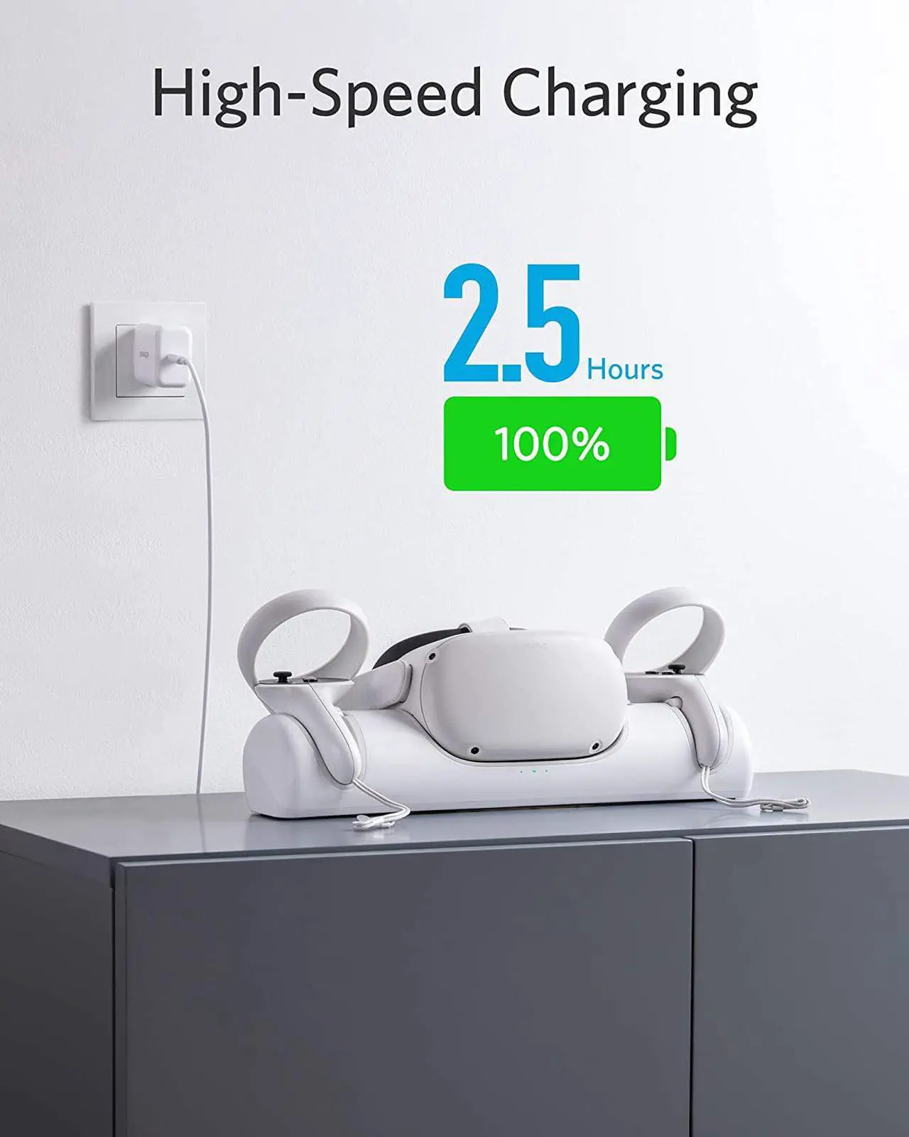 Alt view image 6 of 7 - Anker Charging Dock for Meta Quest 2, Quest 2 Certified Charging Station Stand Set, Headset Display Holder and Controller Mount Station with 2 Rechargeable Batteries, USB-C Charger and Cable