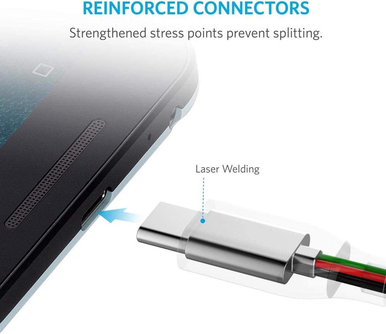 Alt view image 7 of 9 - Anker USB C Cable, Powerline USB 3.0 to USB C Charger Cable (10ft) with 56k Ohm Pull-up Resistor for Samsung Galaxy Note 8, S8, S8+, S9, Oculus Quest, Sony XZ, LG V20 G5 G6, HTC 10 and More