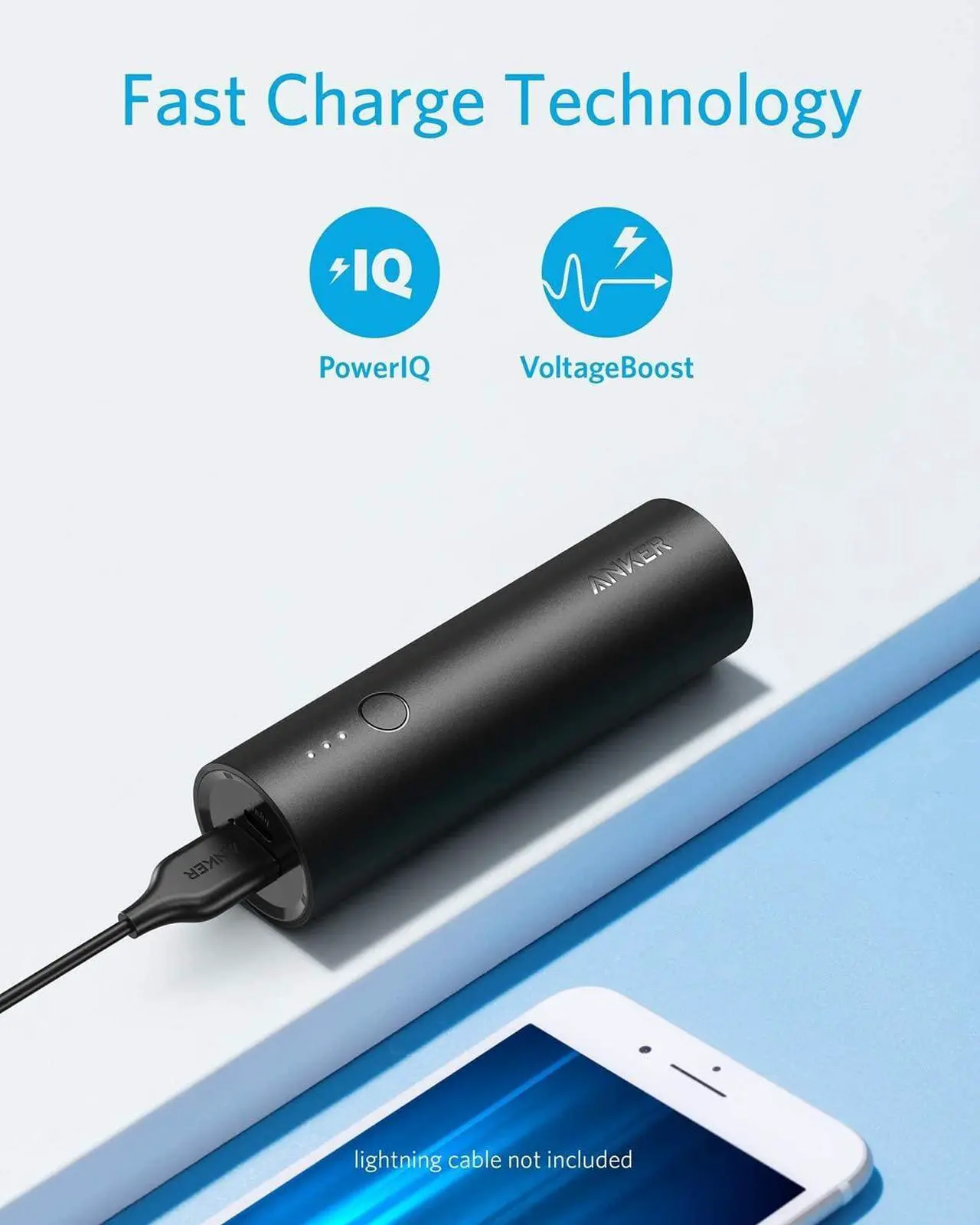Alt view image 4 of 8 - Anker PowerCore 5000 Portable Charger, Ultra-Compact External Battery with Fast-Charging Technology, Power Bank for iPhone, iPad, Samsung Galaxy and more