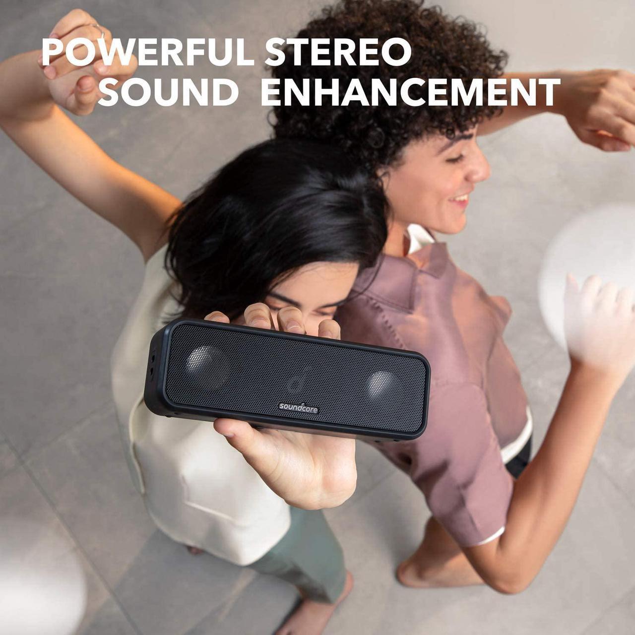 Alt view image 3 of 7 - Soundcore 3 Bluetooth Speaker with Stereo Sound, Pure Titanium Diaphragm Drivers, PartyCast Technology, BassUp, 24H Playtime, IPX7 Waterproof, App for Custom EQs, Use at Home, Outdoors, Beach, Park