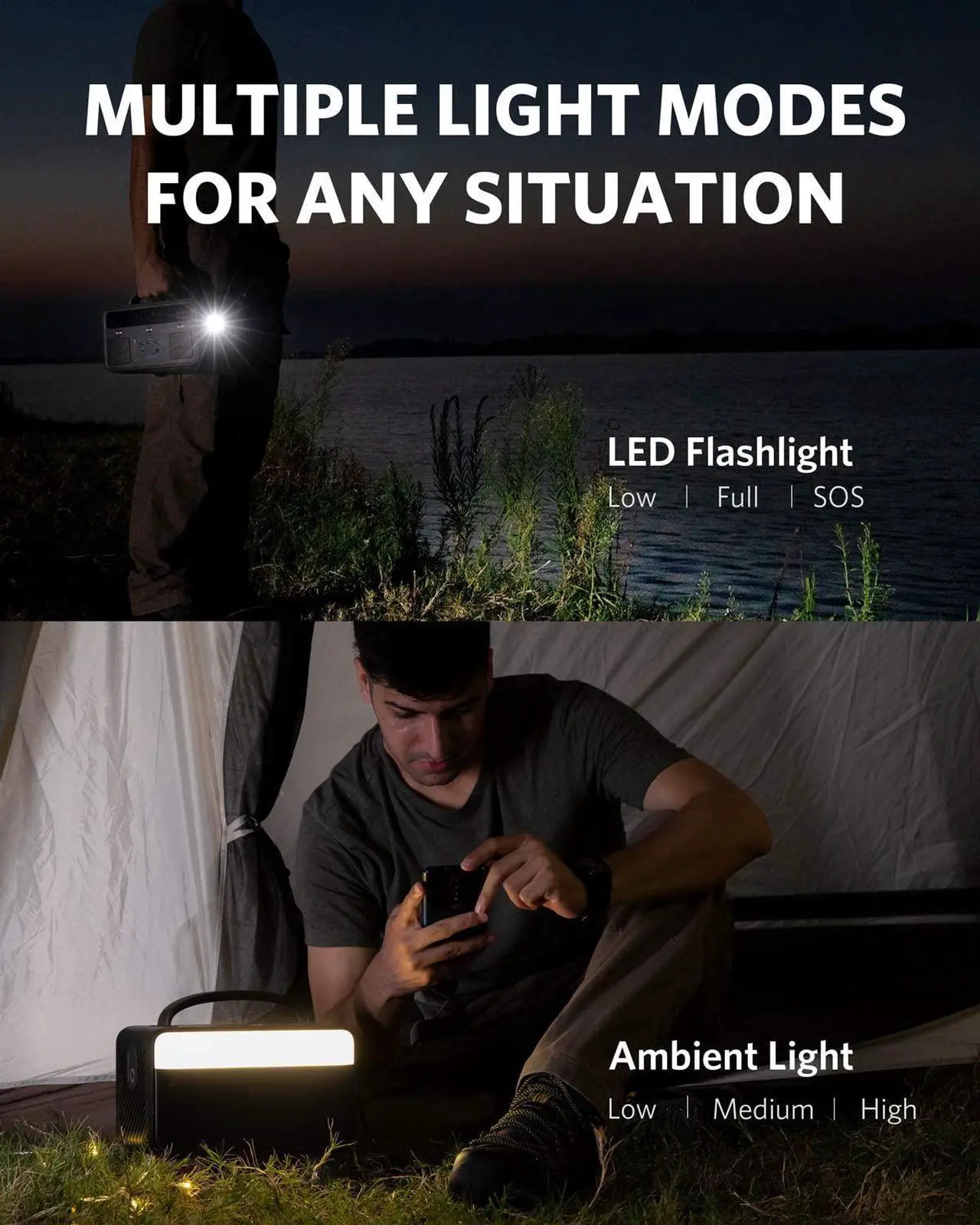 Alt view image 5 of 7 - Anker Portable Generator for Home Use, PowerHouse II 400, 300W/388.8Wh, 110V AC Outlet/60W USB-C Power Delivery Portable Power Station for Home Use, Road Trips, Camping, Emergency Power, and More
