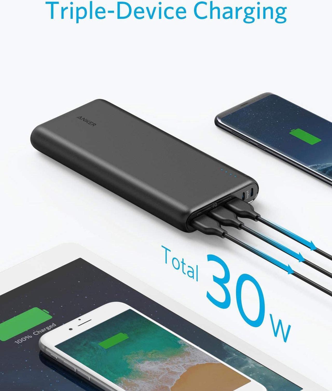 Alt view image 3 of 7 - Anker PowerCore 26800 Portable Charger, 26800mAh External Battery with Dual Input Port and Double-Speed Recharging, 3 USB Ports for iPhone, iPad, Samsung Galaxy, Android and Other Smart Devices