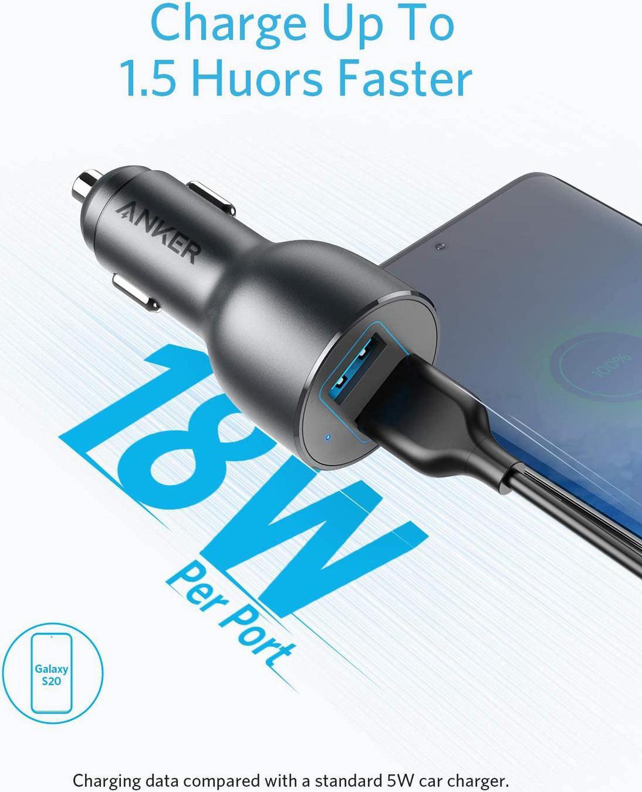 Alt view image 2 of 7 - Anker Car Charger, 36W Metal Dual USB Car Charger Adapter, PowerDrive III 2-Port 36W Alloy for Galaxy S20/ S20+/ S10/ S10e/ S10+, iPhone 11/11 Pro/ 11 Pro Max/XR, iPad Pro, and More