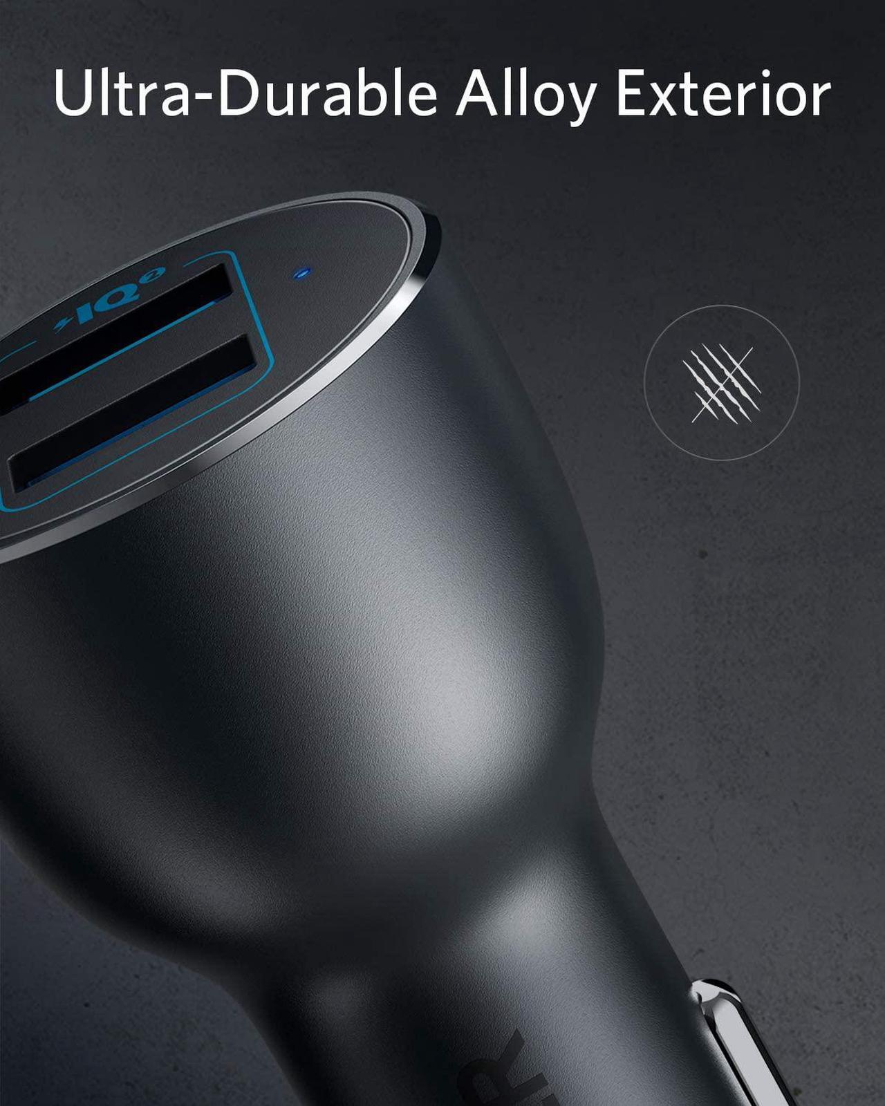 Alt view image 4 of 7 - Anker Car Charger, 36W Metal Dual USB Car Charger Adapter, PowerDrive III 2-Port 36W Alloy for Galaxy S20/ S20+/ S10/ S10e/ S10+, iPhone 11/11 Pro/ 11 Pro Max/XR, iPad Pro, and More