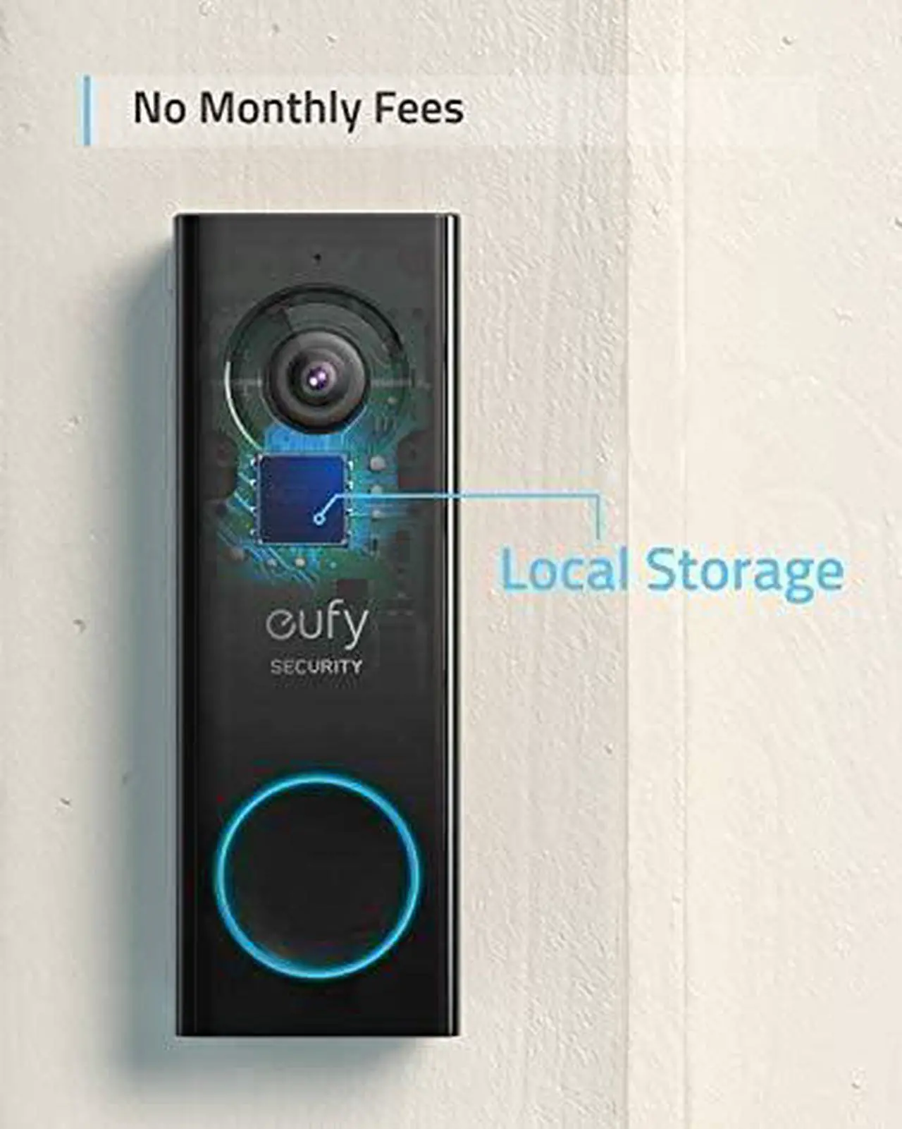 Alt view image 2 of 6 - eufy Security WiFi Smart Video Doorbell, 2K Resolution, No Monthly Fees, Secure Local Storage, Free Wireless Chime (Requires Existing Doorbell Wires, 16-24 VAC, 30 VA or above)
