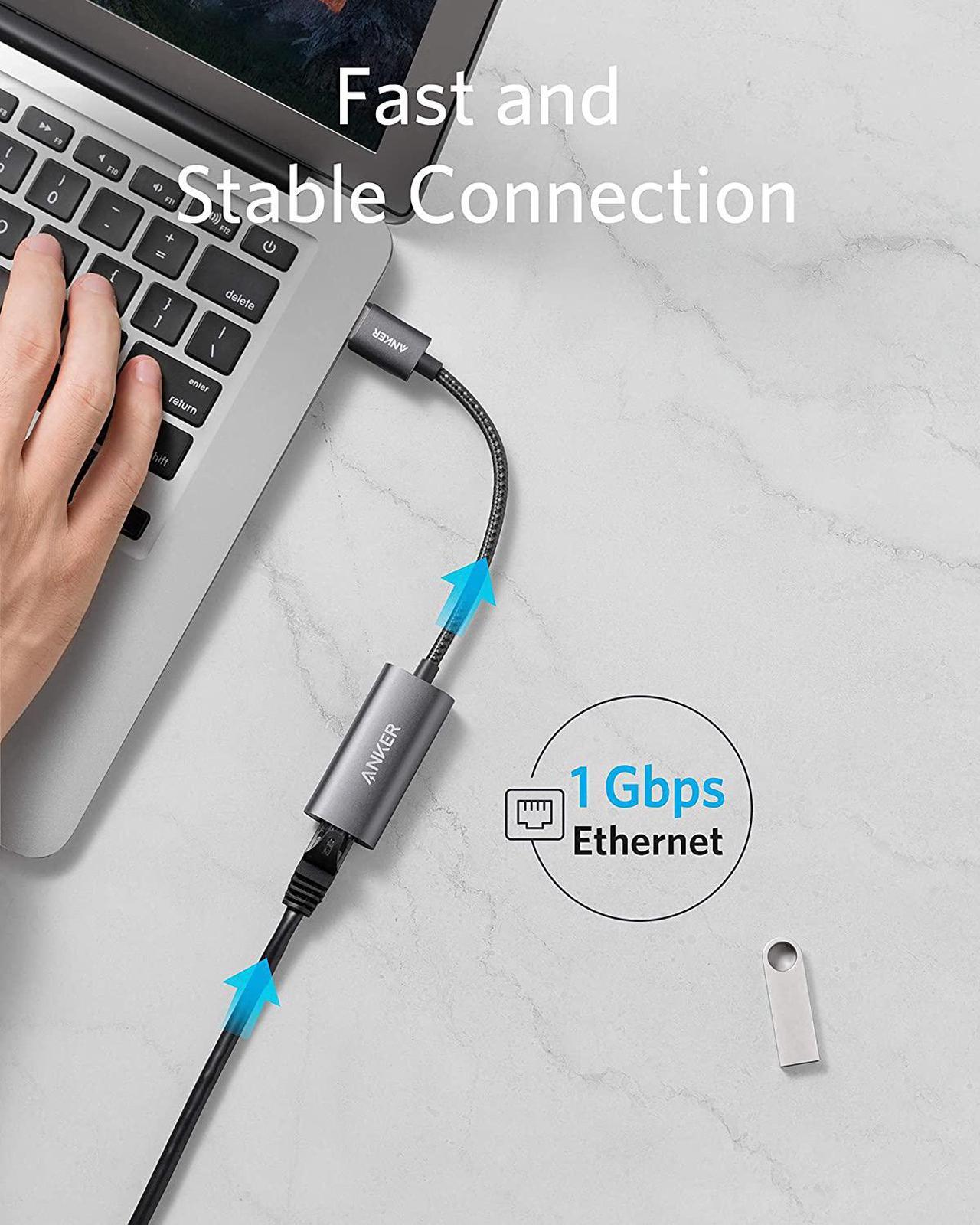 Alt view image 3 of 7 - Anker USB 3.0 to Ethernet Adapter, 2Pack, PowerExpand USB 3.0 to Gigabit Ethernet Adapter, Aluminum Portable USB-A Adapter Compatible for MacBook Pro 2015, MacBook Air 2017, and More