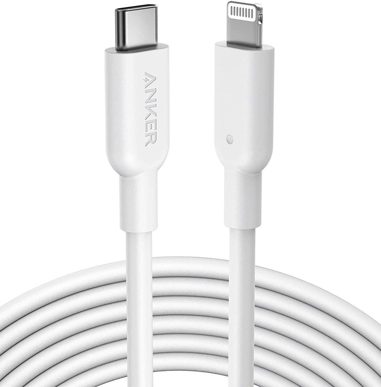 Main image of Anker USB C to Lightning Cable, Powerline II [10ft MFi Certified] Extra Long Charging Cord for iPhone 12 Pro Max 12 11 Pro X XS XR 8 Plus AirPods Pro, Supports Power Delivery(White)
