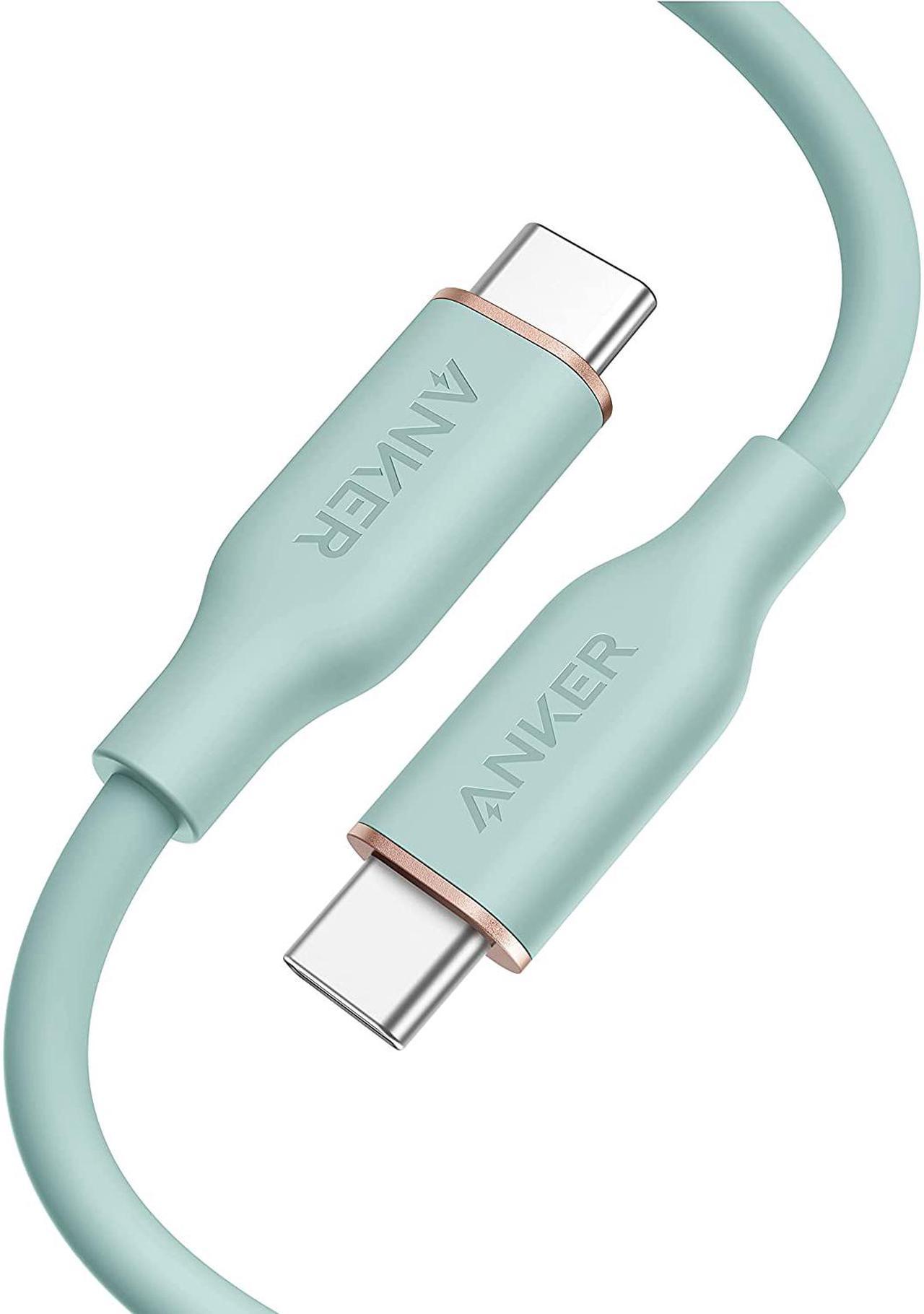 Anker Powerline III Flow, USB C to USB C Cable 100W 3ft, Type C Charging Cable Fast Charge for MacBook Pro 2020, iPad Pro, iPad Air, Galaxy S20, Pixel, Switch, LG, and More(Mint Green)