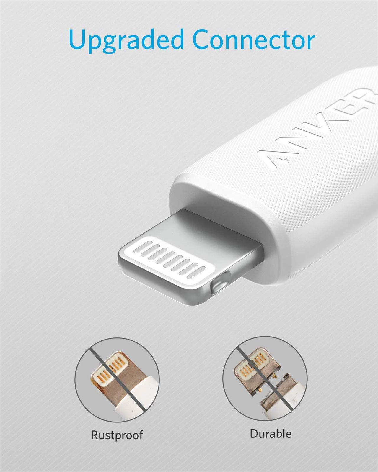 Alt view image 5 of 7 - Anker Powerline III Lightning Cable 6 Foot iPhone Charger Cord MFi Certified for iPhone 11 Pro Max, 11 Pro, X, Xs, Xr, Xs Max, 8, 8 Plus, 7 and More, Ultra Durable (White)