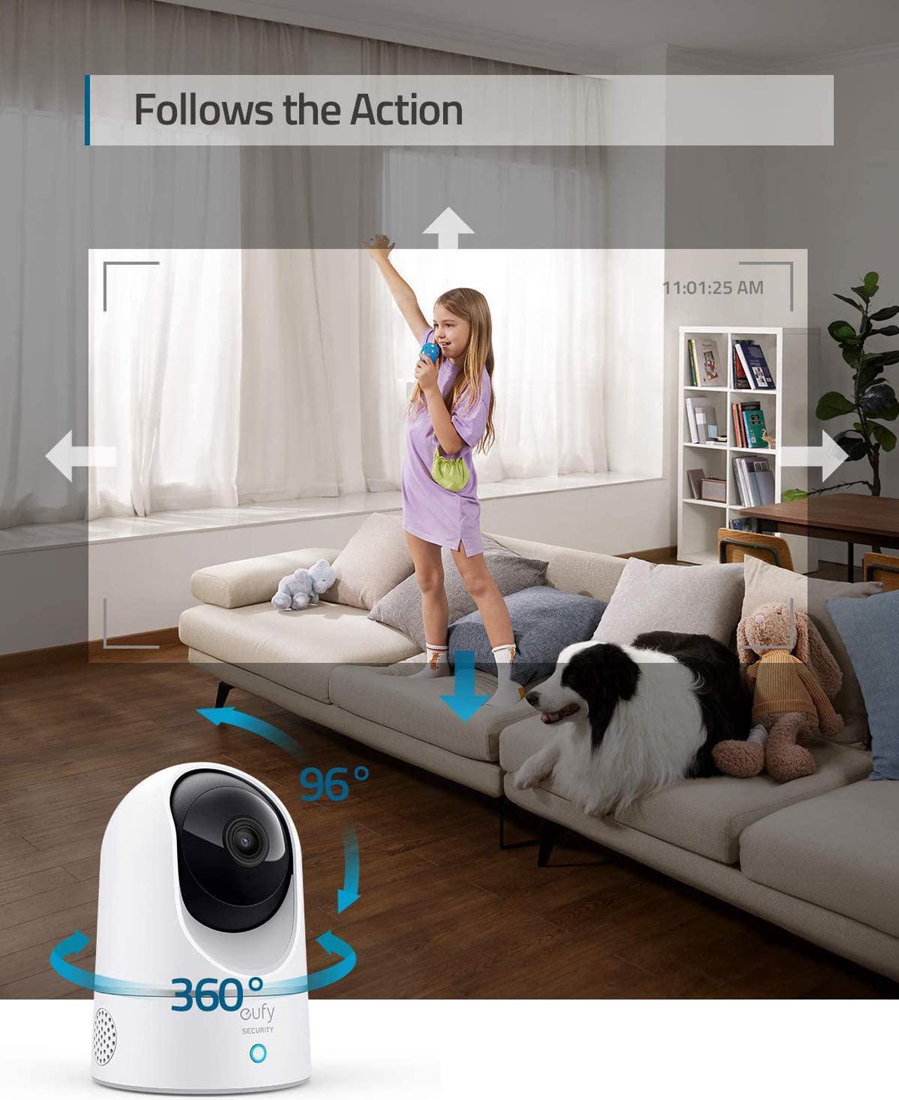 Alt view image 6 of 6 - eufy Security Solo IndoorCam P24, 2K Pan & Tilt Security Indoor Camera, Plug-in Camera with Wi-Fi, Human & Pet AI, Voice Assistant Compatibility, Night Vision, Motion Tracking, HomeBase not Compatible