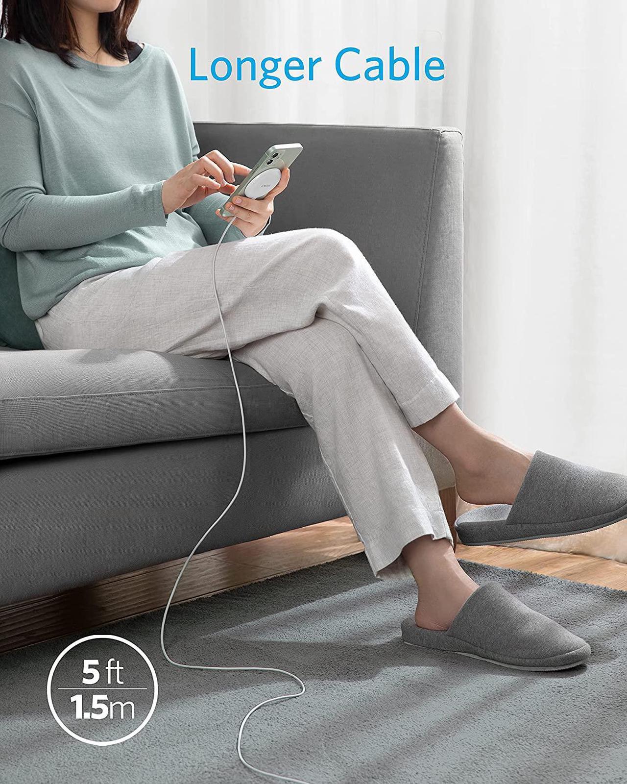 Alt view image 4 of 7 - Anker Magnetic Wireless Charger with 20W USB-C Charger Bundle, 5 ft Built-in USB-C Cable, PowerWave Magnetic Pad Lite Only for iPhone 12/12 Pro / 12 Pro Max / 12 Mini