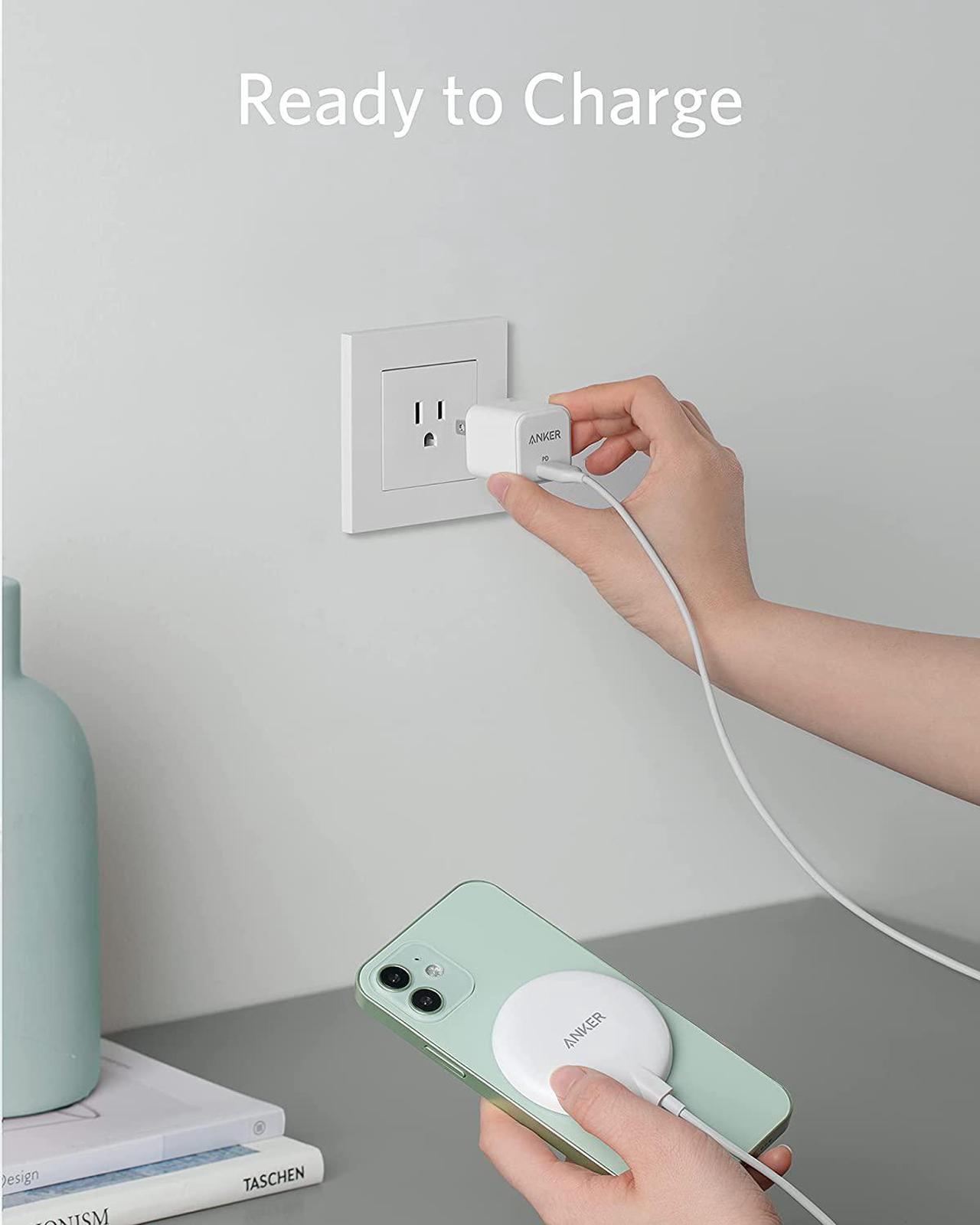 Alt view image 6 of 7 - Anker Magnetic Wireless Charger with 20W USB-C Charger Bundle, 5 ft Built-in USB-C Cable, PowerWave Magnetic Pad Lite Only for iPhone 12/12 Pro / 12 Pro Max / 12 Mini