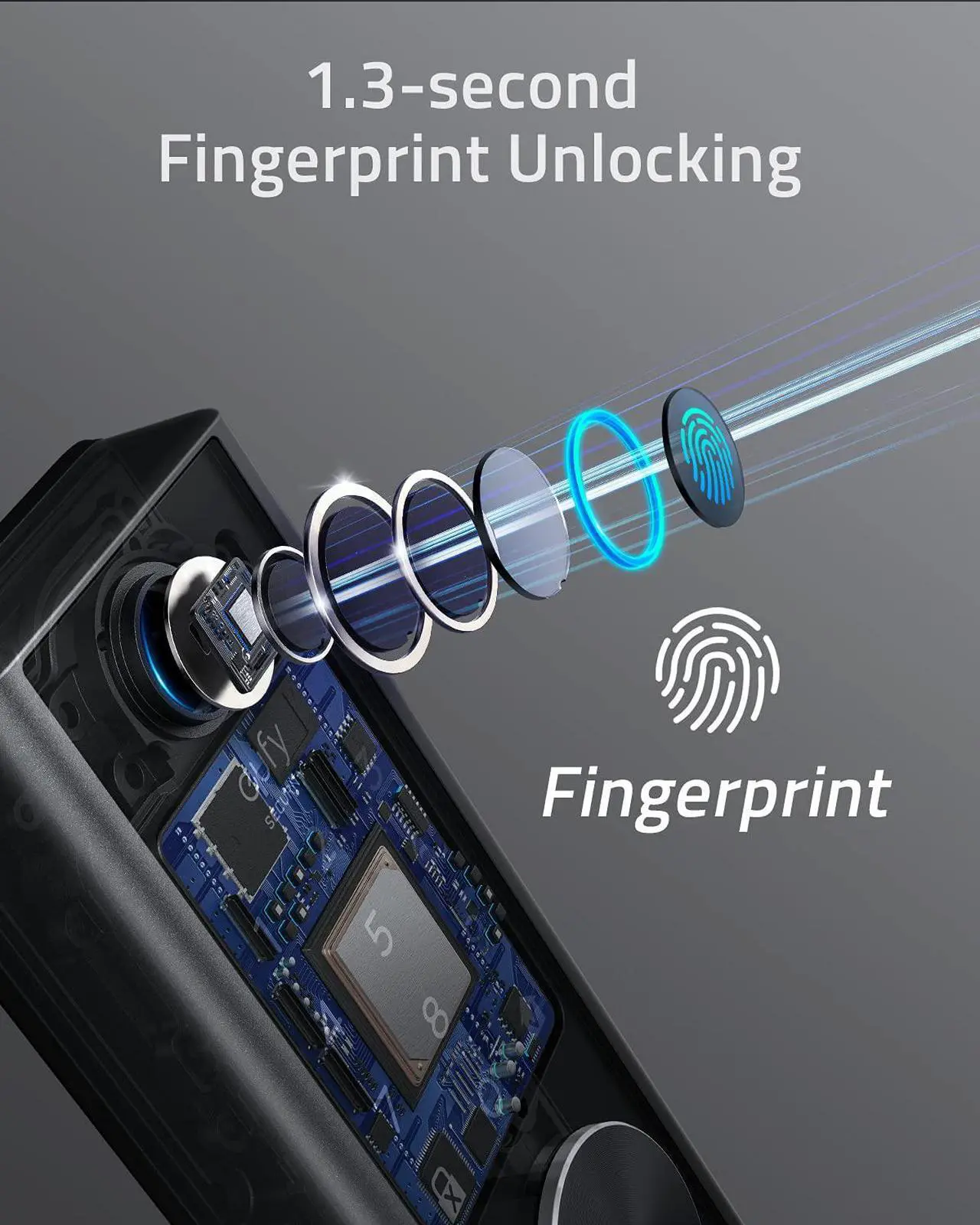 Alt view image 5 of 7 - eufy Security Smart Lock Touch, Fingerprint Keyless Entry Door Lock, Bluetooth Electronic Deadbolt, Touchscreen Keypad, IP65 Weatherproofing, Compatible with Wi-Fi Bridge (Sold Separately)