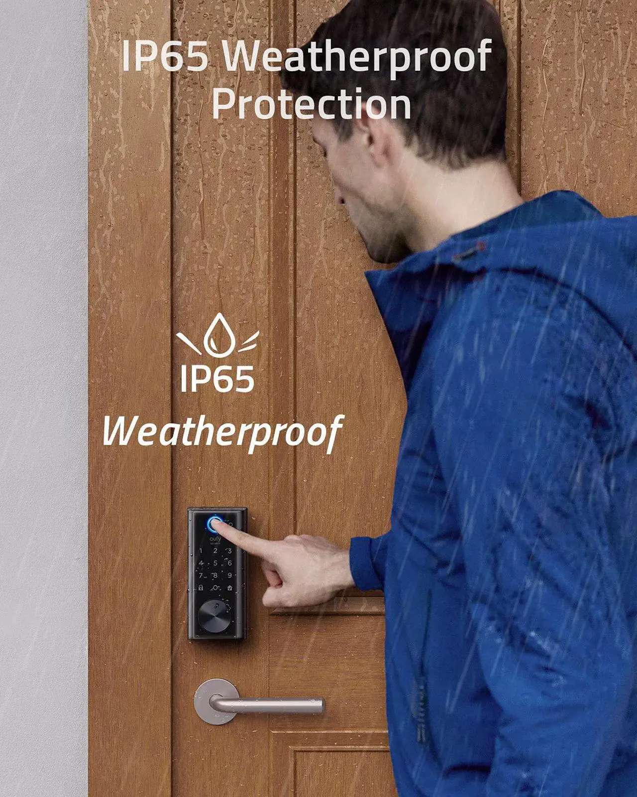 Alt view image 6 of 7 - eufy Security Smart Lock Touch, Fingerprint Keyless Entry Door Lock, Bluetooth Electronic Deadbolt, Touchscreen Keypad, IP65 Weatherproofing, Compatible with Wi-Fi Bridge (Sold Separately)