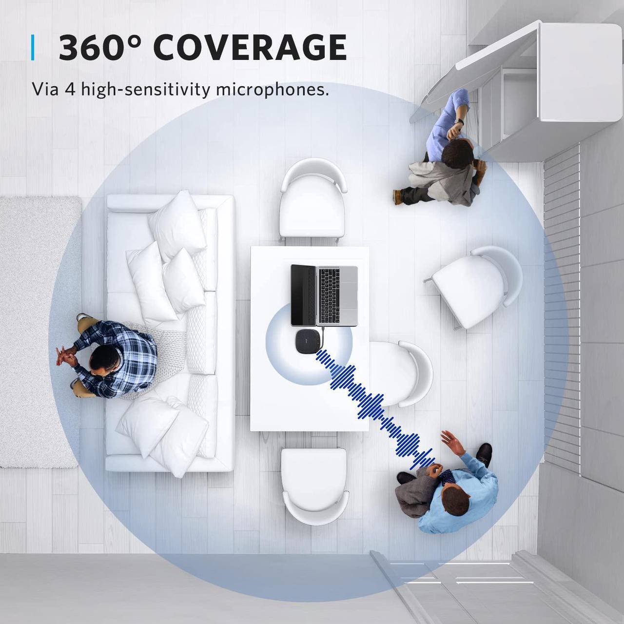 Alt view image 4 of 7 - Anker PowerConf S330 USB Speakerphone, Conference Microphone for Home Office, Smart Voice Enhancement, Plug and Play, 360° Voice Coverage via 4 Microphones, and Powerful Sound