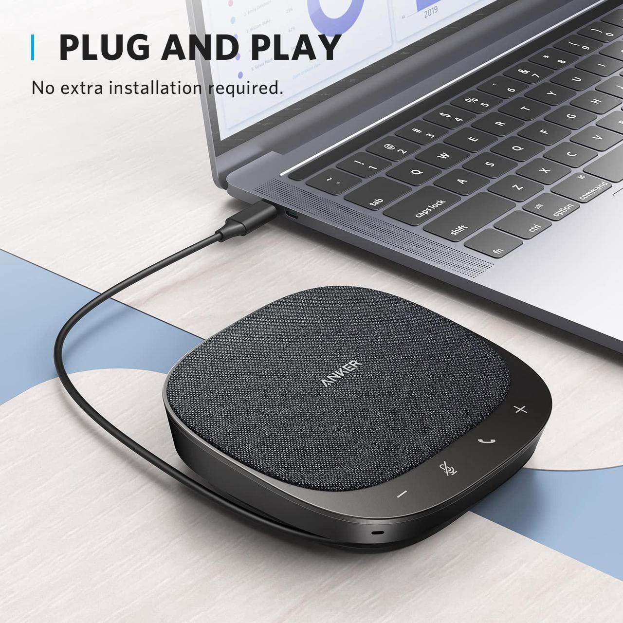 Alt view image 3 of 7 - Anker PowerConf S330 USB Speakerphone, Conference Microphone for Home Office, Smart Voice Enhancement, Plug and Play, 360° Voice Coverage via 4 Microphones, and Powerful Sound