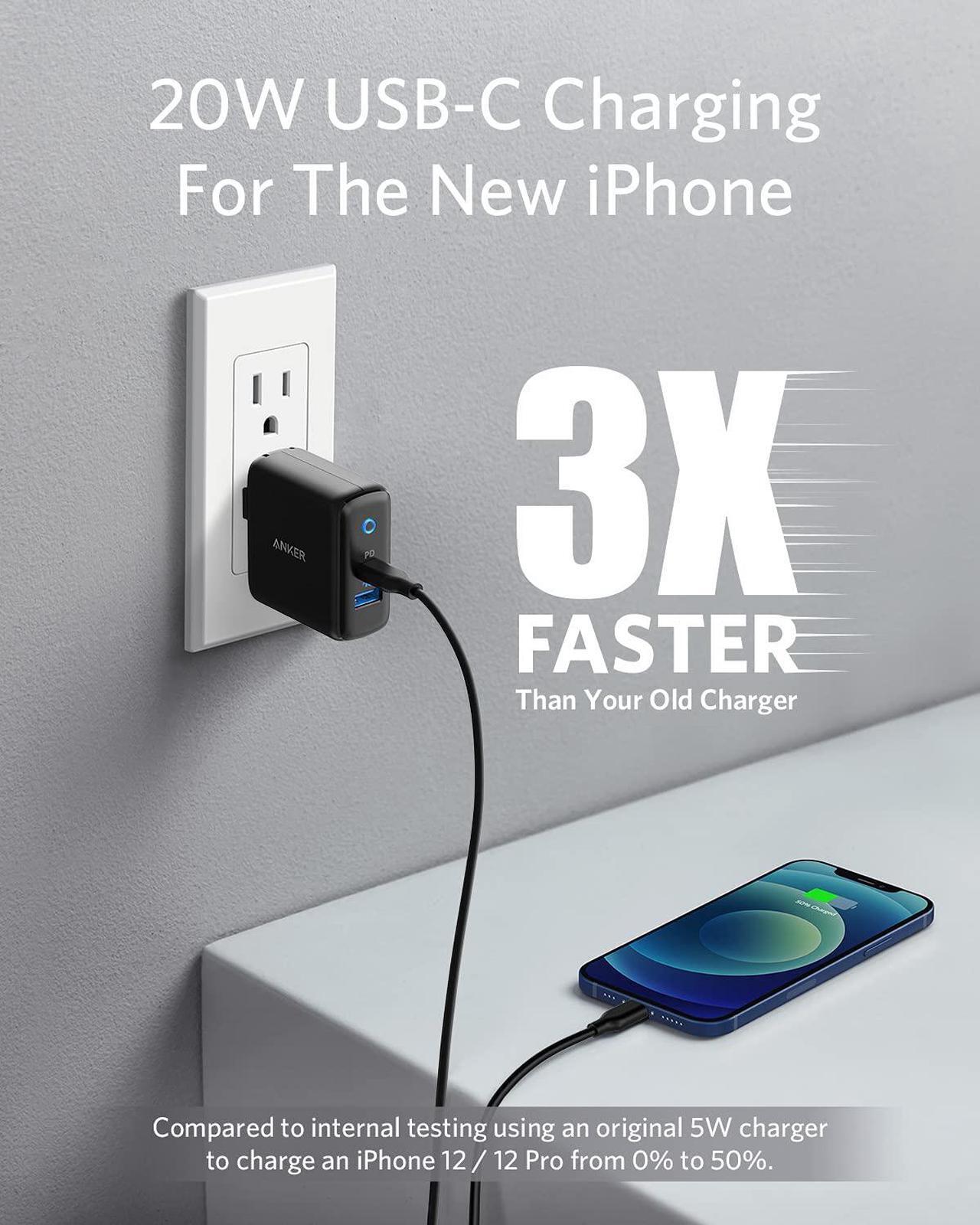 Alt view image 2 of 7 - USB C Charger, Anker 32W 2 Port Charger with 20W USB C Power Adapter, PowerPort PD 2 with Foldable Plug for iPad/iPad Mini, for iPhone 13/13 Mini/13 Pro/13 Pro Max/12/11, Pixel, Galaxy, and More