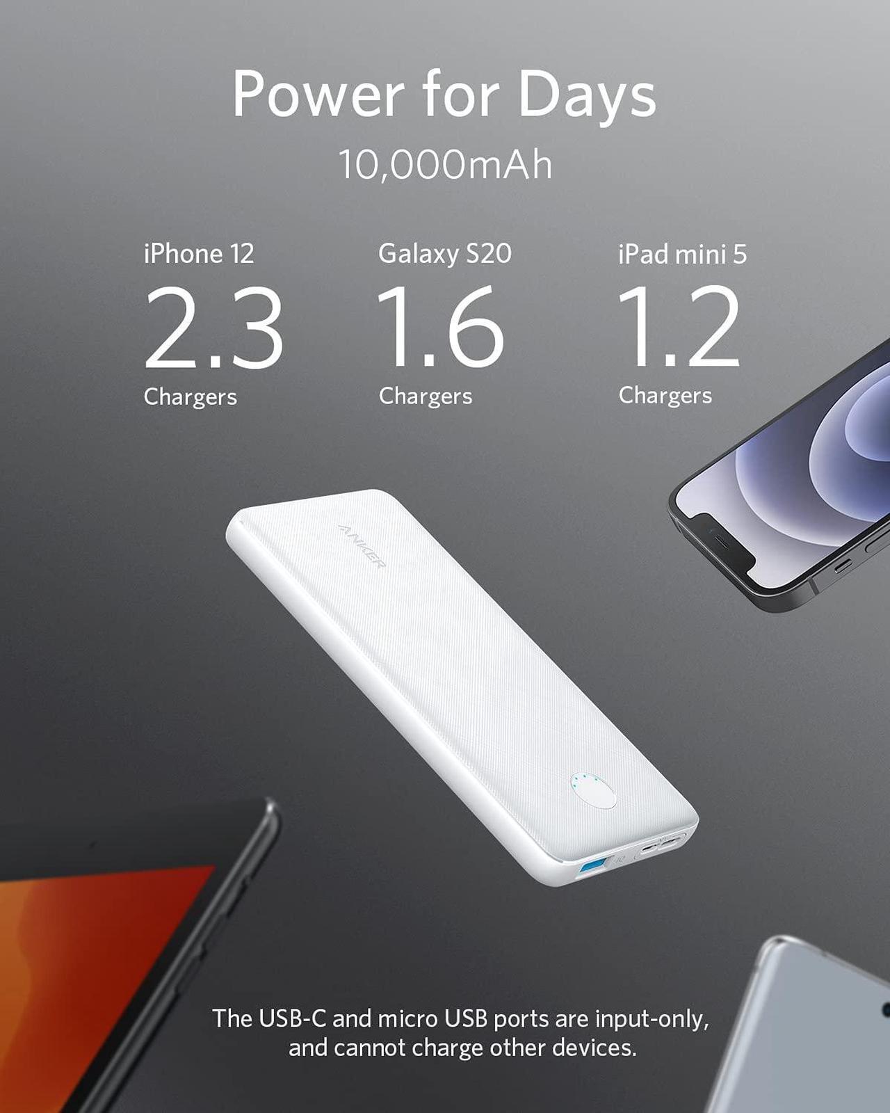 Alt view image 5 of 7 - Anker PowerCore Slim 10000, Ultra Slim Portable Charger, Ultra-Compact 10000mAh External Battery, High-Speed PowerIQ and VoltageBoost Charging Technology Power Bank for iPhone, Samsung Galaxy and More