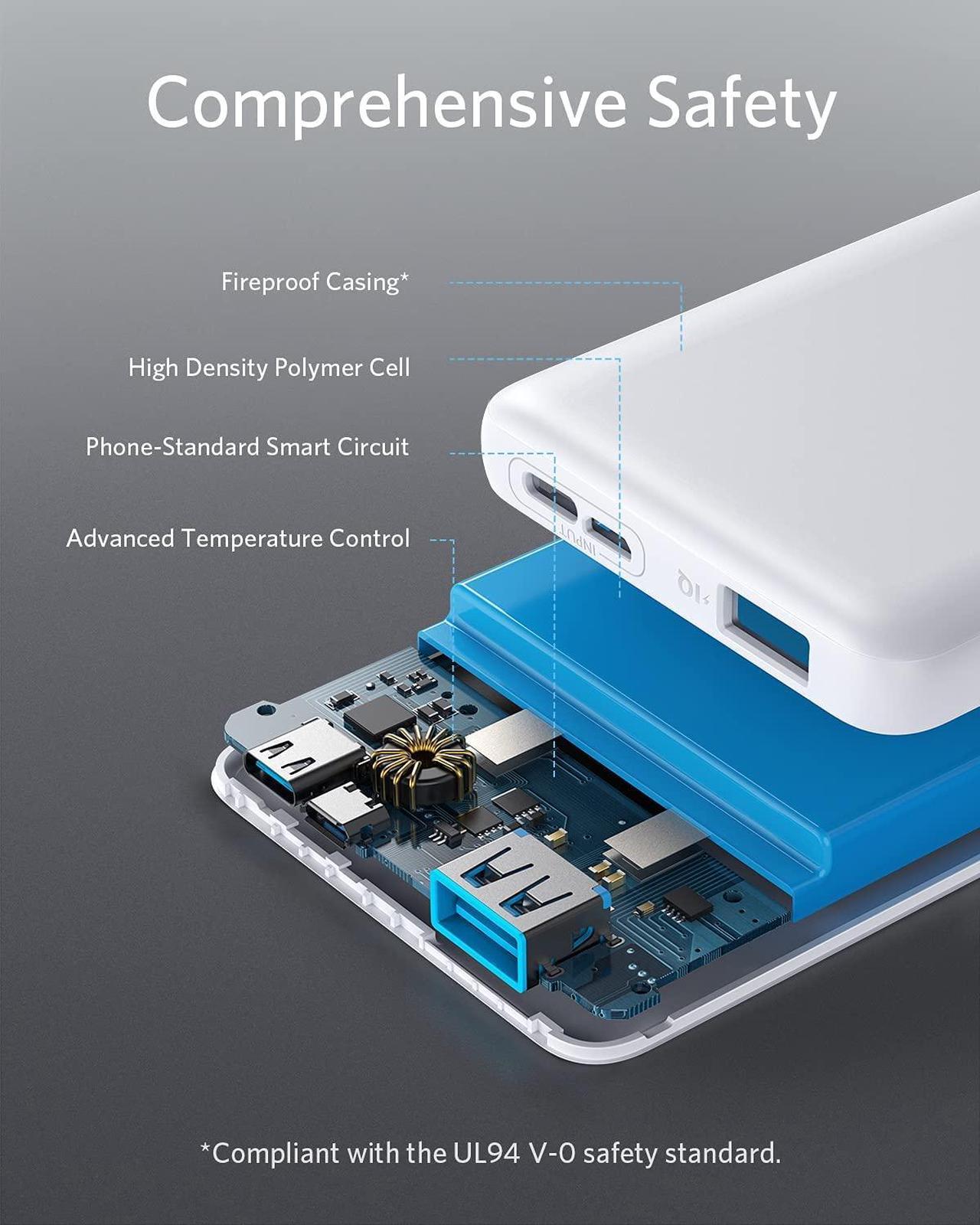 Alt view image 3 of 7 - Anker PowerCore Slim 10000, Ultra Slim Portable Charger, Ultra-Compact 10000mAh External Battery, High-Speed PowerIQ and VoltageBoost Charging Technology Power Bank for iPhone, Samsung Galaxy and More