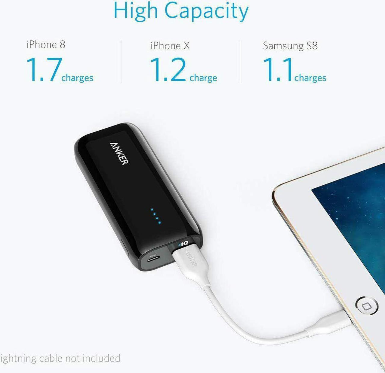 Alt view image 2 of 7 - Anker Astro E1 5200mAh Portable Charger Power Bank External Battery PowerIQ Charging