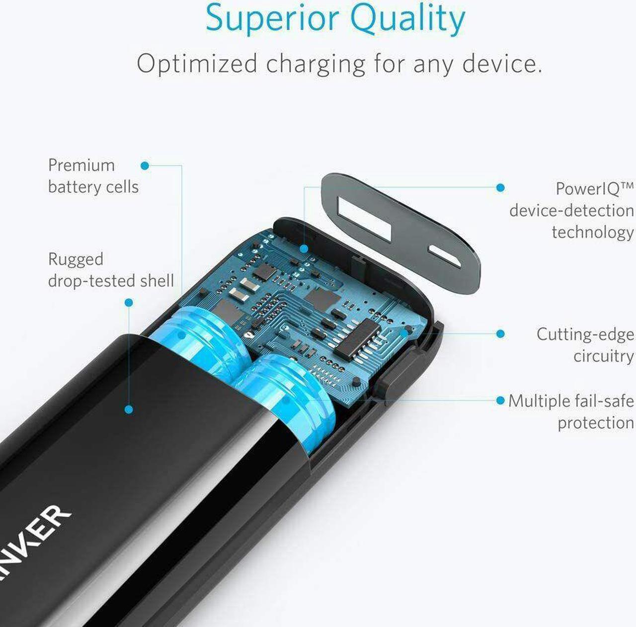 Alt view image 4 of 7 - Anker Astro E1 5200mAh Portable Charger Power Bank External Battery PowerIQ Charging
