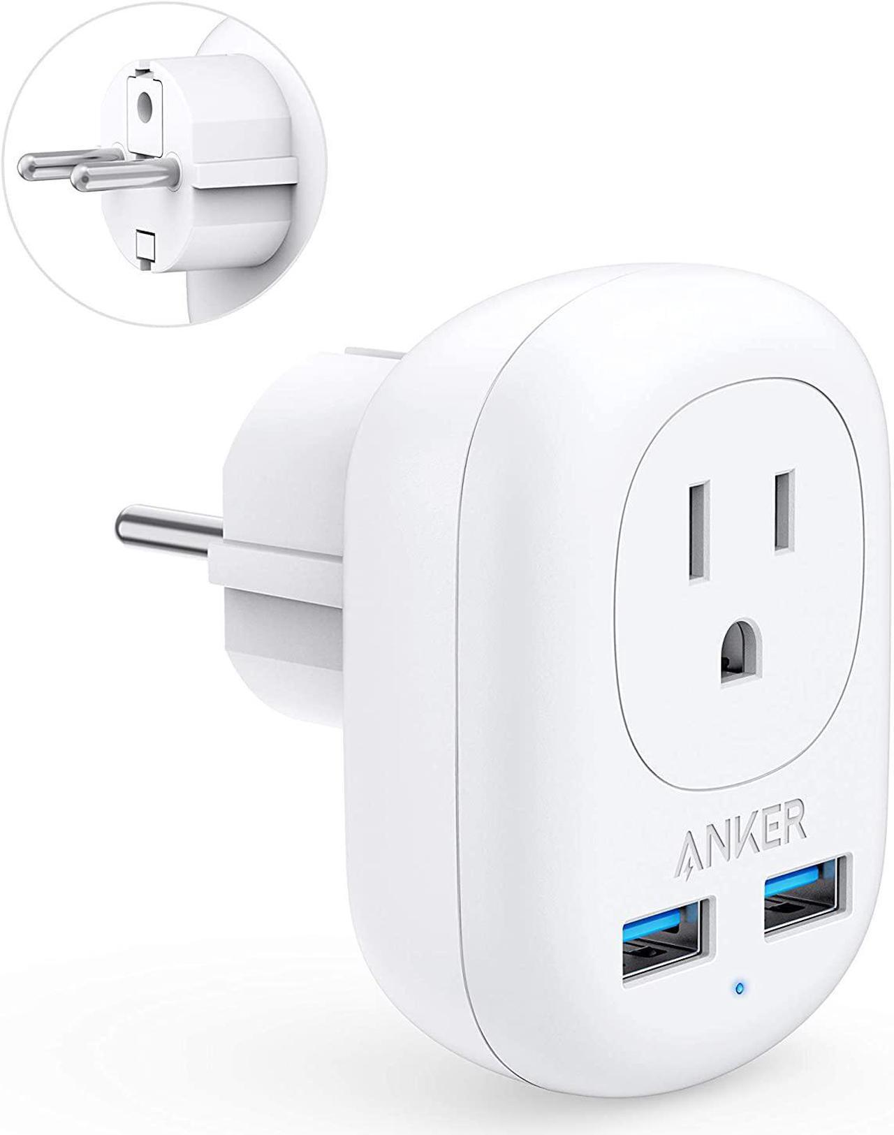 Main image of Anker European Travel Adapter, PowerExtend USB Plug International Power Adapter with 2 USB and 1 Outlet, US to Most of Europe EU Spain Iceland Italy France Germany