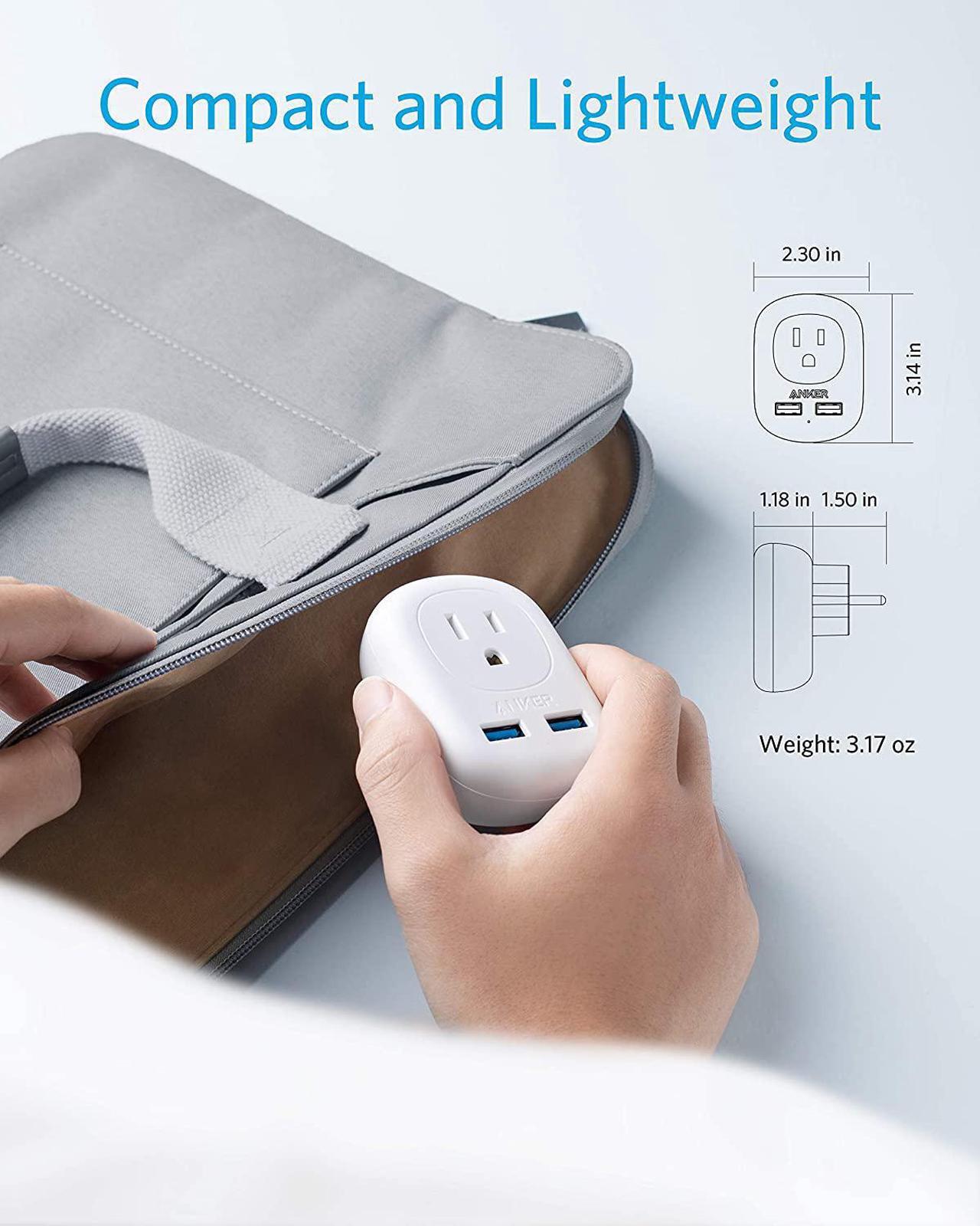 Alt view image 5 of 7 - Anker European Travel Adapter, PowerExtend USB Plug International Power Adapter with 2 USB and 1 Outlet, US to Most of Europe EU Spain Iceland Italy France Germany