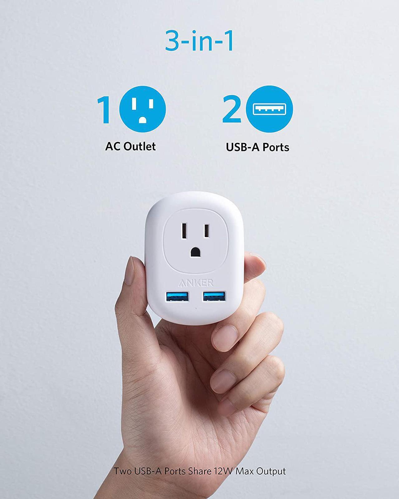 Alt view image 3 of 7 - Anker European Travel Adapter, PowerExtend USB Plug International Power Adapter with 2 USB and 1 Outlet, US to Most of Europe EU Spain Iceland Italy France Germany