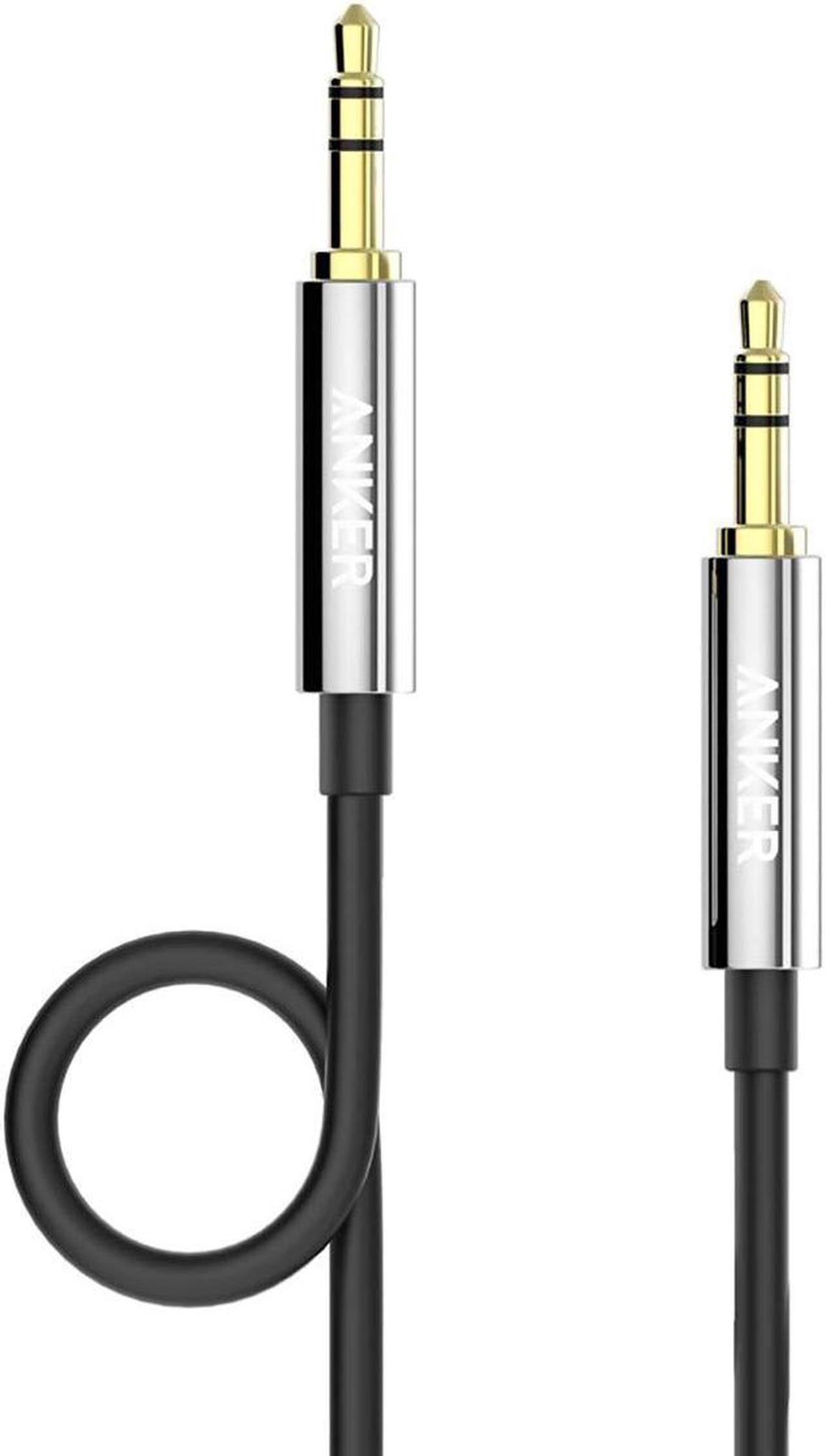 Main image of Anker 3.5mm Premium Auxiliary Audio Cable (4ft / 1.2m) AUX Cable for Headphones, iPods, iPhones, iPads, Home / Car Stereos and More (Black)