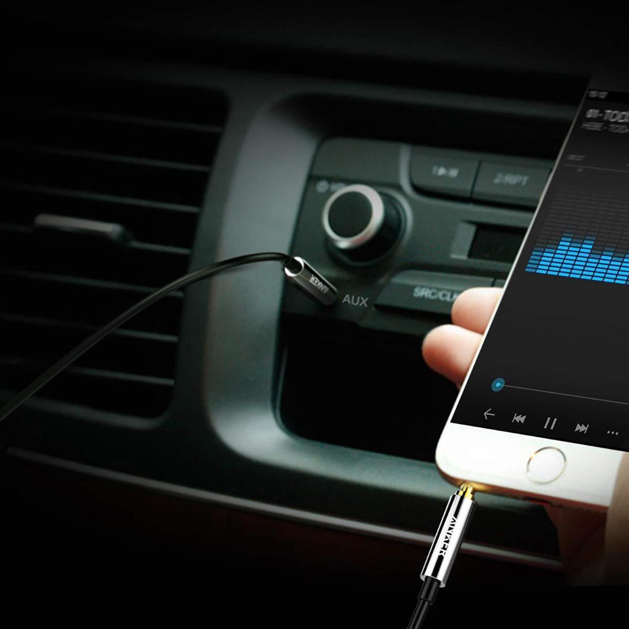 Alt view image 6 of 6 - Anker 3.5mm Premium Auxiliary Audio Cable (4ft / 1.2m) AUX Cable for Headphones, iPods, iPhones, iPads, Home / Car Stereos and More (Black)