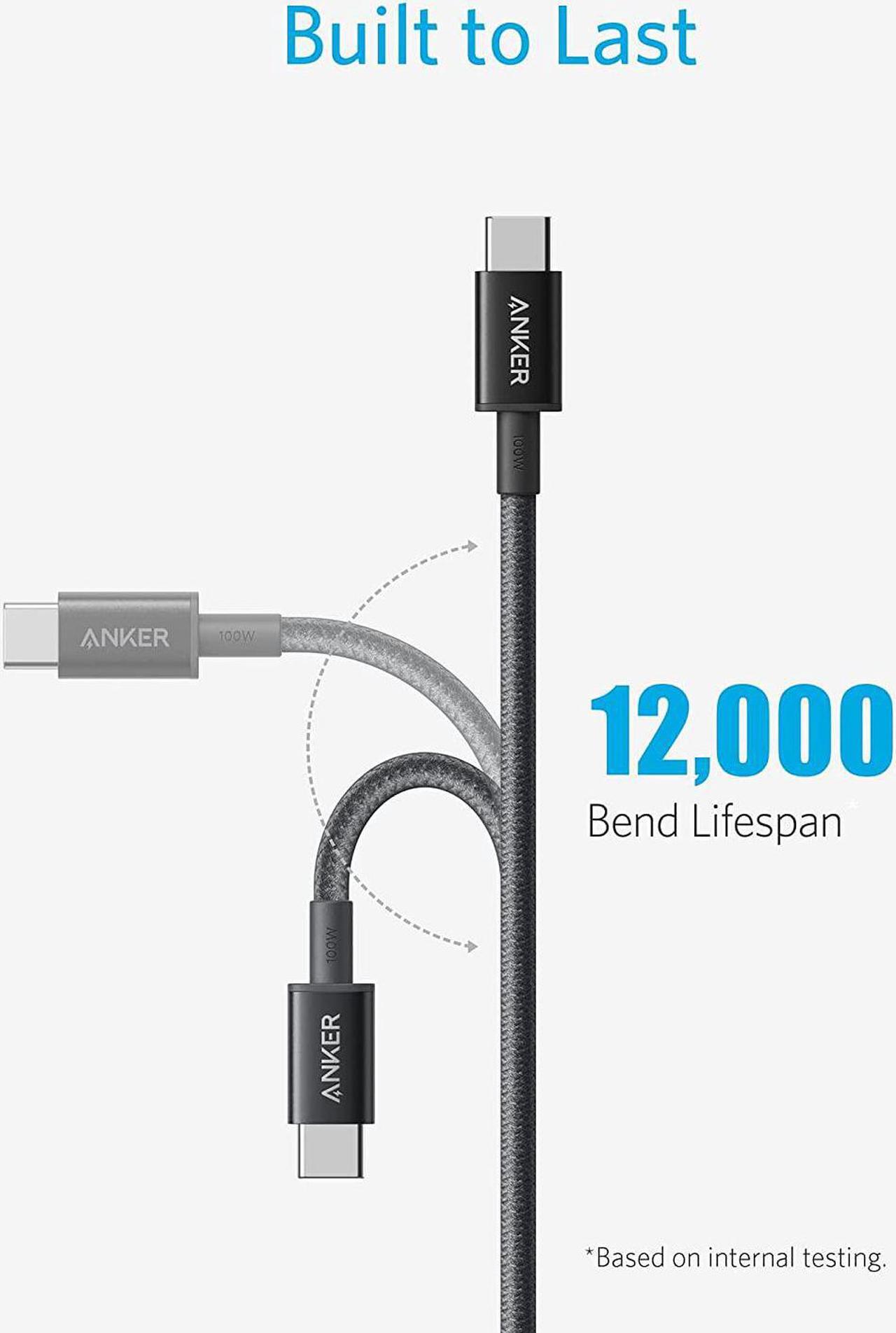 Alt view image 5 of 7 - Anker 333 USB C to USB C Cable (6ft 100W, 2-Pack), USB 2.0 Type C Charging Cable Fast Charge for MacBook Pro 2020, iPad Pro 2020, iPad Air 4, Samsung Galaxy S21, Pixel, Switch, LG, and More (Black)