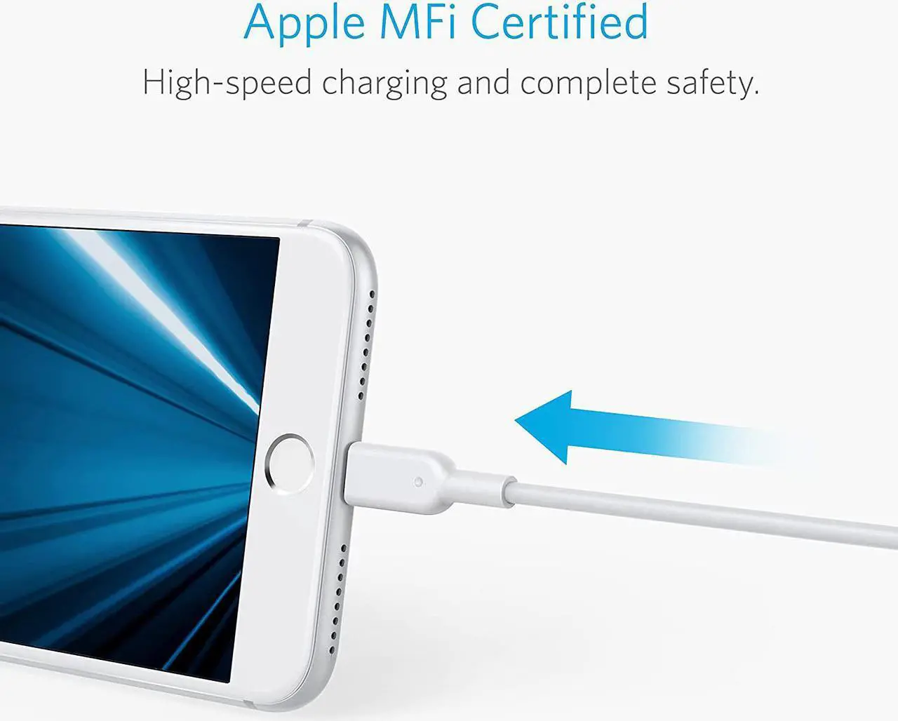 Alt view image 2 of 7 - Anker iPhone Charger Cable, Powerline II Lightning Cable (10ft), Durable Cable, MFi Certified for iPhone X / 8/8 Plus /7/7 Plus / 6/6 Plus / 5s (White), iPad 8, and More