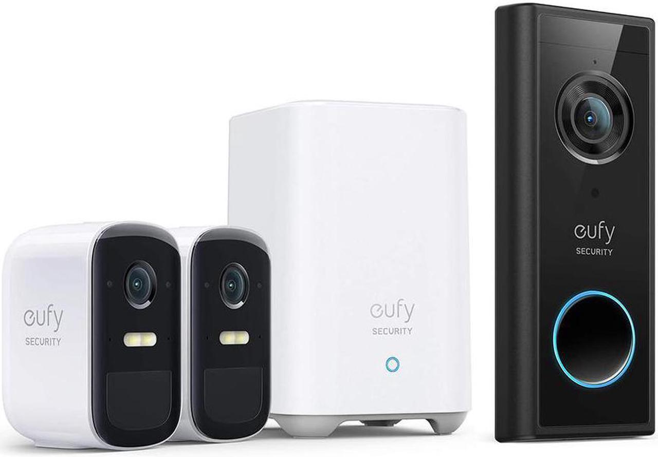 Main image of eufy Security, Wireless Video Doorbell & eufyCam 2C Pro Bundle Kit, 2K Resolution Camera, 180-Day Battery Life, IP67, Night Vision, and No Monthly Fee, HomeKit Compatibility, 2 Cameras