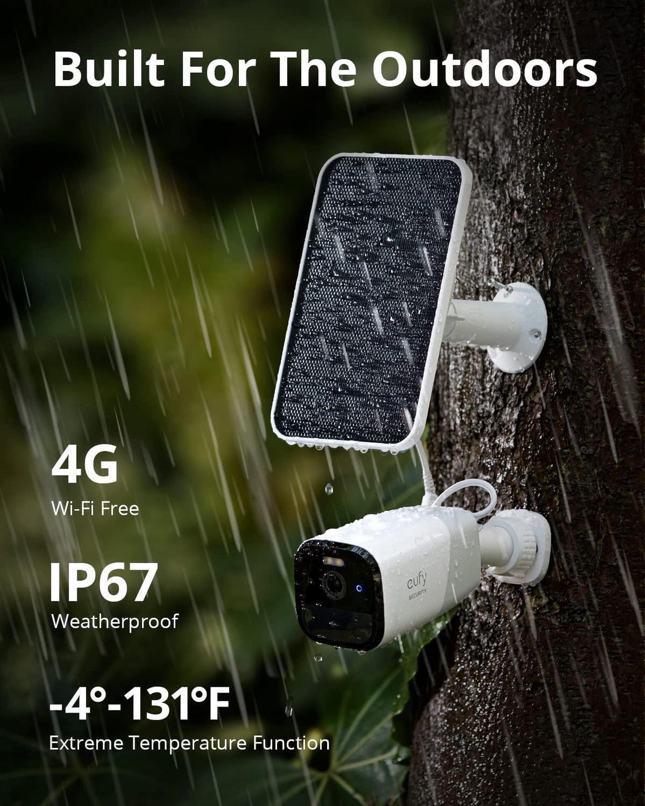 Alt view image 2 of 6 - eufy Security 3G/4G LTE Cellular Outdoor Security Camera with Solar Panel (2 packs), 2K HD, Starlight Night Vision, and Human Detection. Works with AT&T and Verizon. EIOTCLUB SIM Card Included