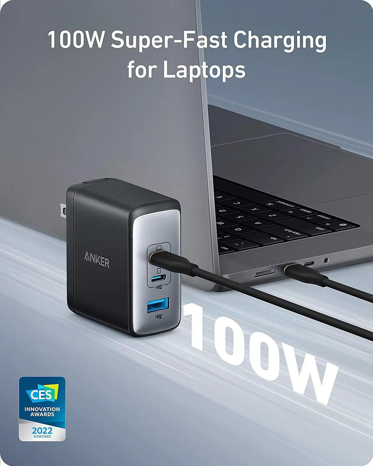 Alt view image 2 of 7 - Anker 100W USB C Charger, 736 Charger (Nano II 100W), 3-Port Fast Compact Wall Charger for MacBook Pro/Air, Google Pixelbook, ThinkPad, Dell XPS, iPad Pro, Galaxy S22/S20, iPhone 13/Pro, and More