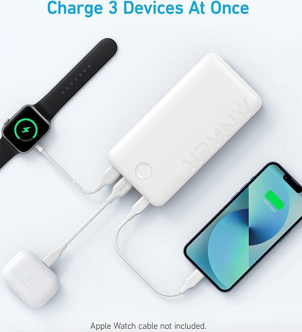 Alt view image 4 of 6 - Anker 335 Power Bank (PowerCore 20K), 20W Portable Charger with USB-C Fast Charging, 20000mAh, Works for iPhone 13/12 Series, Samsung, iPad Pro, AirPods, Apple Watch, and More White