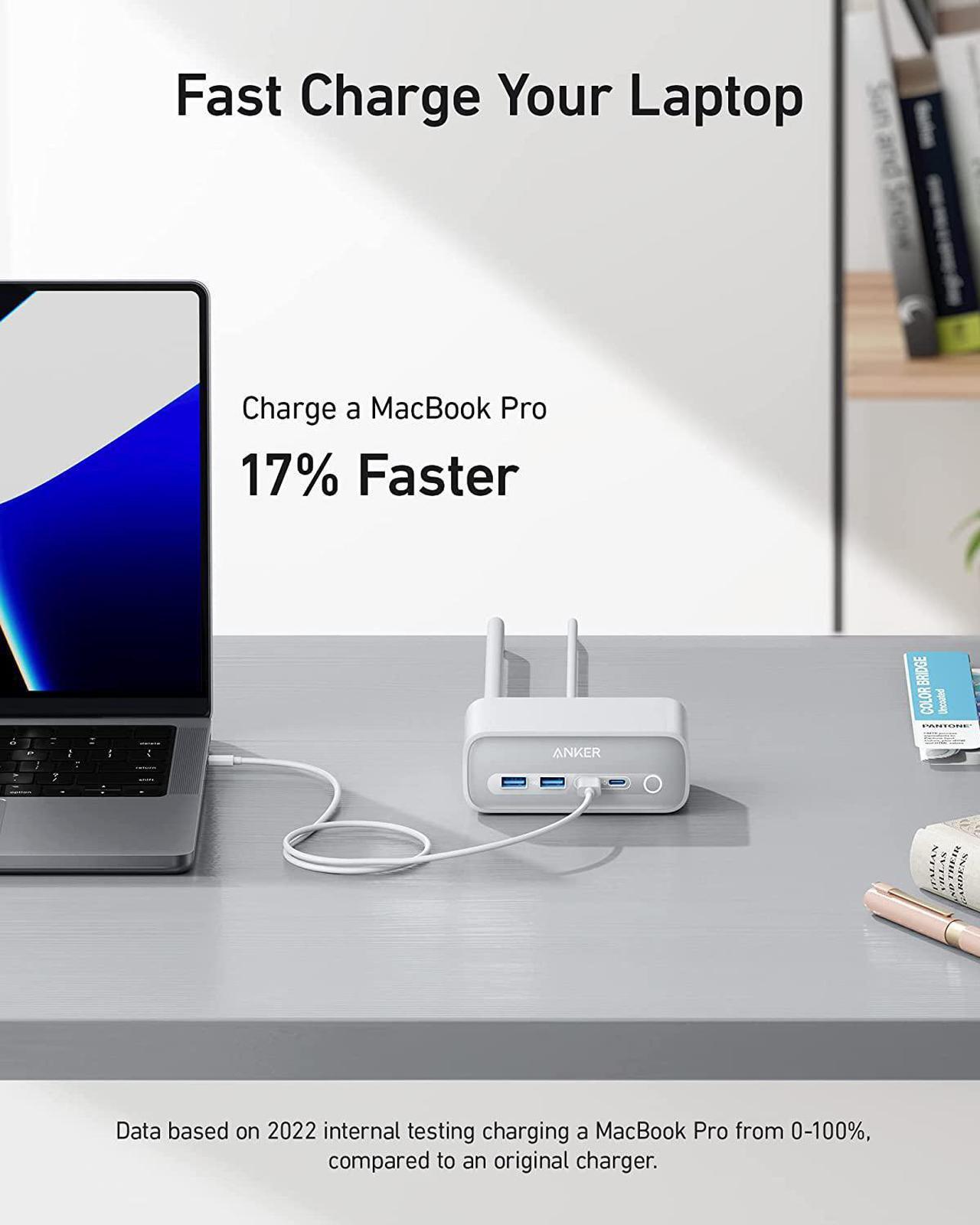 Alt view image 4 of 6 - Anker 525 Charging Station, 7-in-1 USB C Power Strip for iphone12/13, 5ft Extension Cord with 3AC,2USB A,2USB C,Max 65W Power Delivery Desktop Accessory for MacBook Pro, Home, Office (Phantom Black)