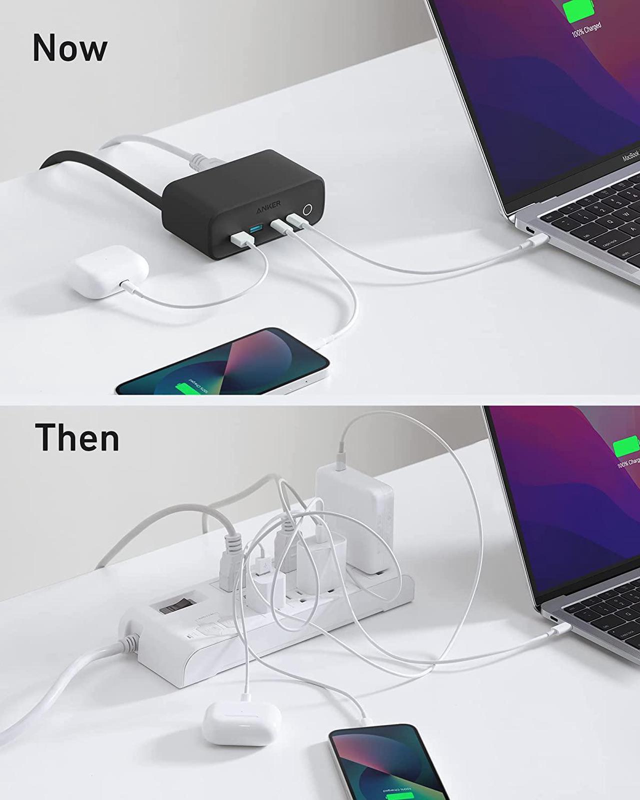 Alt view image 5 of 6 - Anker 525 Charging Station, 7-in-1 USB C Power Strip for iphone12/13, 5ft Extension Cord with 3AC,2USB A,2USB C,Max 65W Power Delivery Desktop Accessory for MacBook Pro, Home, Office (Phantom Black)