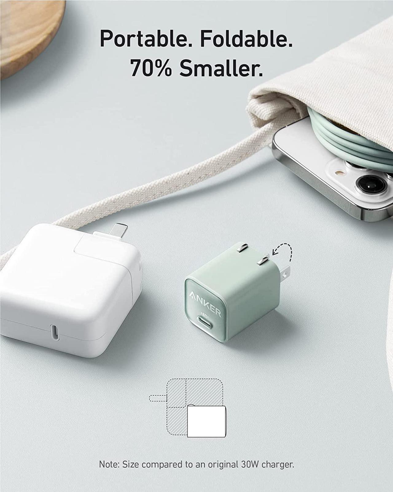Alt view image 3 of 6 - USB C GaN Charger 30W, Anker 511 Charger (Nano 3), PIQ 3.0 Foldable PPS Fast Charger for iPhone 15/15 Pro/14/14 Pro Max/13, Galaxy, iPad (Cable Not Included)-Phantom Black
