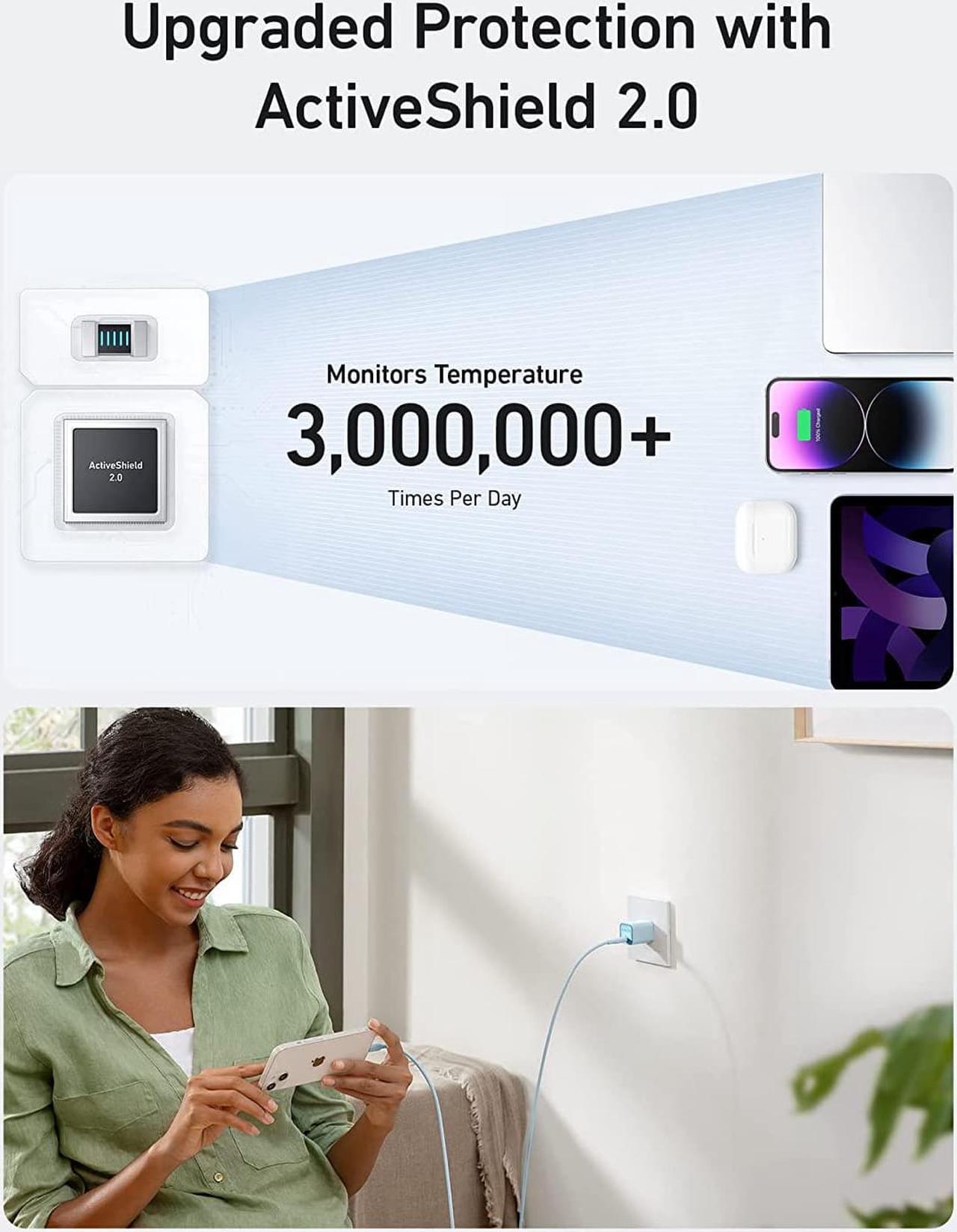 Alt view image 5 of 6 - USB C GaN Charger 30W, Anker 511 Charger (Nano 3), PIQ 3.0 Foldable PPS Fast Charger for iPhone 15/15 Pro/14/14 Pro Max/13, Galaxy, iPad (Cable Not Included) - Misty Blue