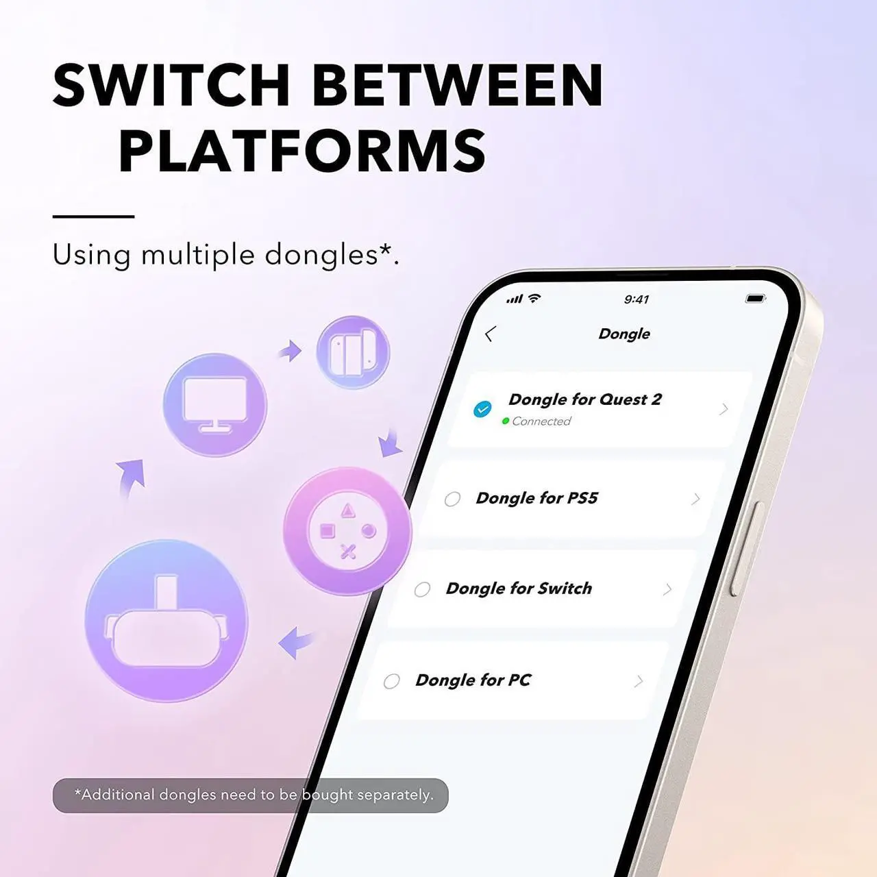 Alt view image 7 of 15 - soundcore VR P10 Wireless Gaming Earbuds, Authorized Meta/Oculus Quest 2 Accessories, <30ms Low Latency, Dual Connection, Bluetooth, 2.4GHz Wireless, USB-C Dongle, PS4, PS5, PC, Switch Compatible