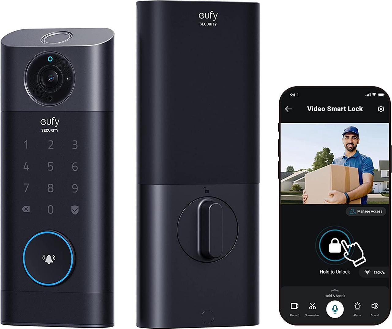 Main image of eufy Security S330 Video Smart Lock, 3-in-1 Camera+Doorbell+Fingerprint Keyless Entry Door Lock, BHMA, WiFi Door Lock, App Remote Control, 2K HD, No Monthly Fee, Dual Motion Detection,SD Card Required