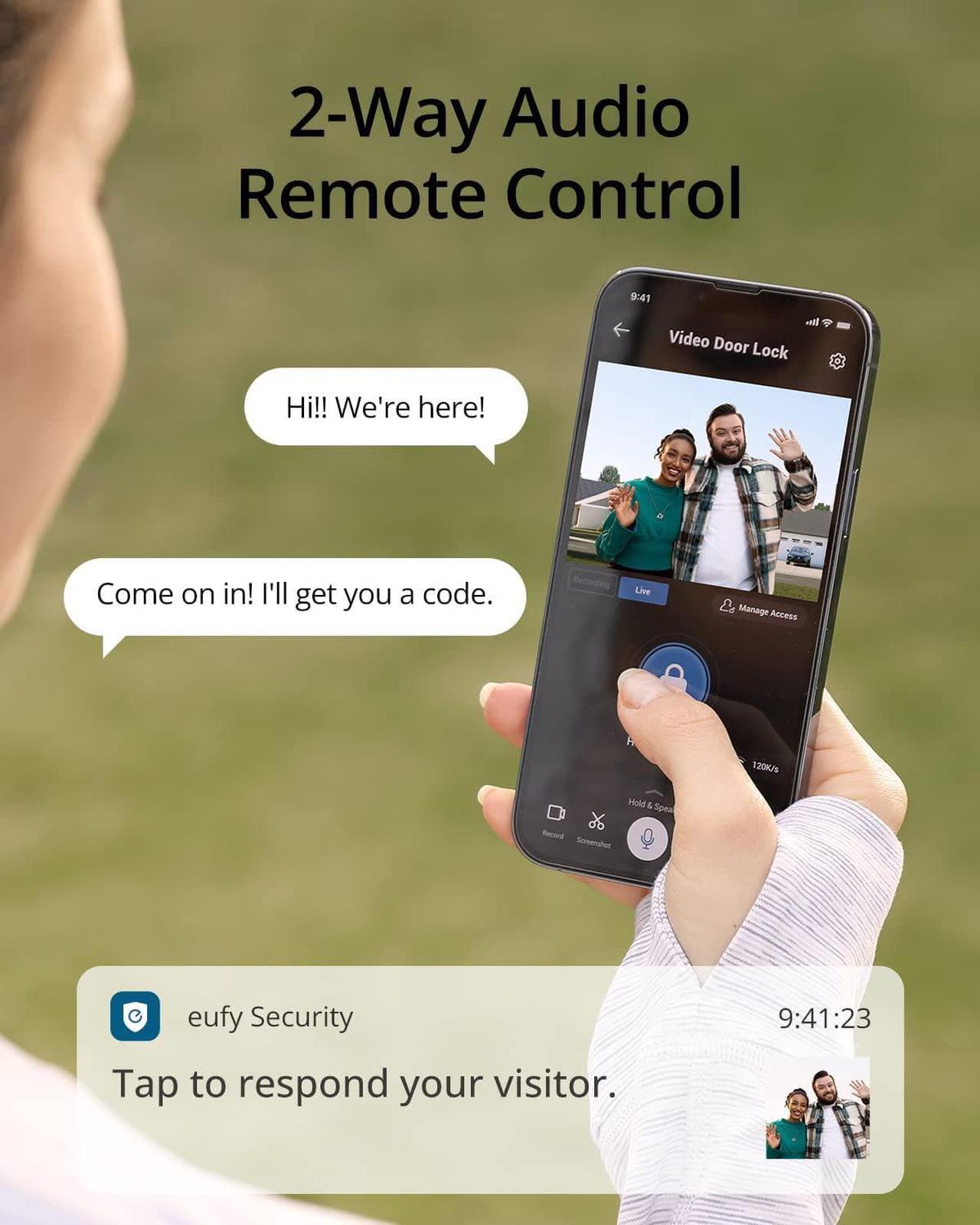 Alt view image 4 of 7 - eufy Security S330 Video Smart Lock, 3-in-1 Camera+Doorbell+Fingerprint Keyless Entry Door Lock, BHMA, WiFi Door Lock, App Remote Control, 2K HD, No Monthly Fee, Dual Motion Detection,SD Card Required