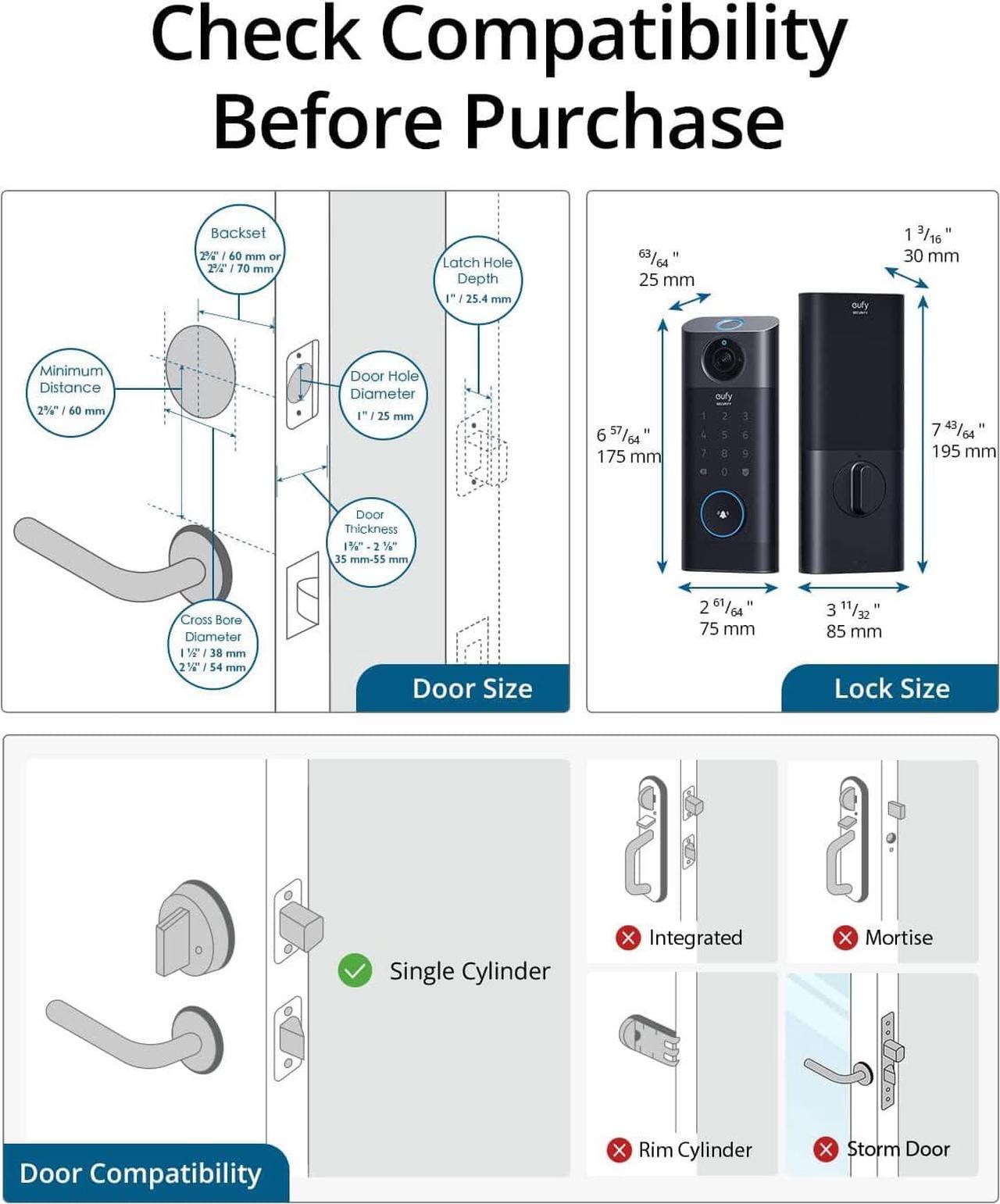 Alt view image 7 of 7 - eufy Security S330 Video Smart Lock, 3-in-1 Camera+Doorbell+Fingerprint Keyless Entry Door Lock, BHMA, WiFi Door Lock, App Remote Control, 2K HD, No Monthly Fee, Dual Motion Detection,SD Card Required
