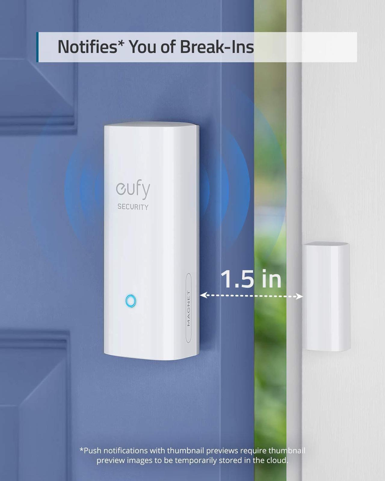 Alt view image 3 of 7 - eufy Security Entry Sensor, Detects Opened and Closed Doors or Windows, Sends Alerts, Triggers Siren, 2-Year Battery Life, Requires eufy Security HomeBase, Links with HomeBase-Connected Devices