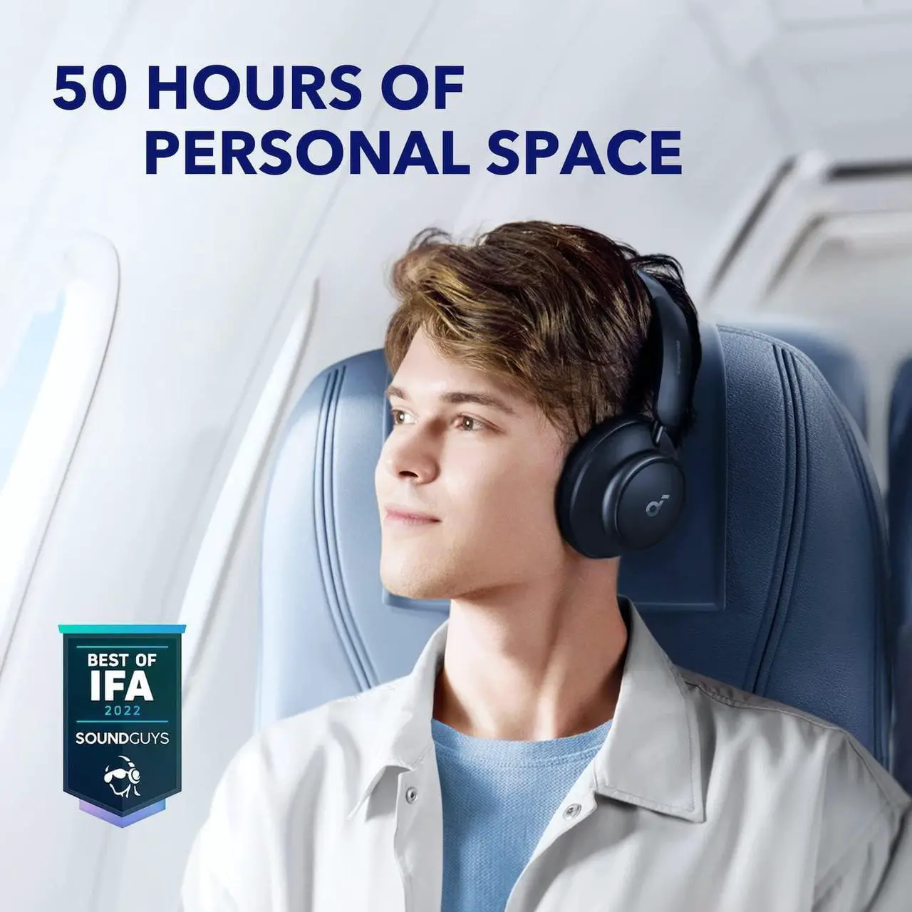 Alt view image 2 of 7 - soundcore by Anker Space Q45 Adaptive Noise Cancelling Headphones, Reduce Noise by Up to 98%, Ultra Long 50H Playtime, App Control, Hi-Res Sound with Details, Bluetooth 5.3, Ideal for Traveling Blue